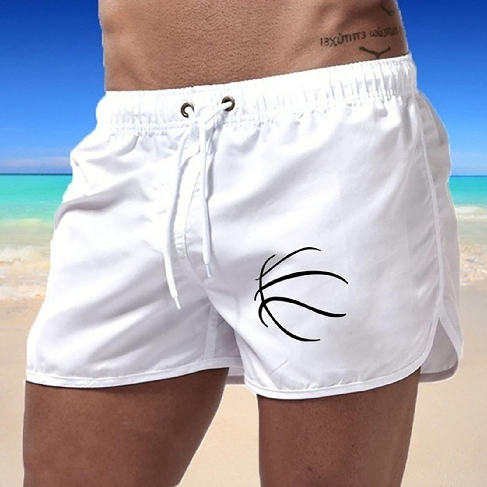 LCMTWX Mens Large Swim Trunks Swimming Suit for Men Funny Swim Trunks for Men Men Bathing Suit Trunks 22 Inch Board Shorts for Swim Trunks Women Set Graduation Gifts B-White