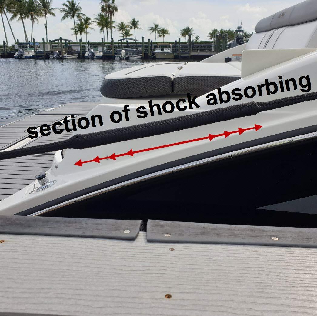 shockline shockline Dock Line with Integrated Shock Absorber, Double Braided, Polyester, Hand Spliced 12\" Eye, 5/8\" Inch x 35 Feet, Black