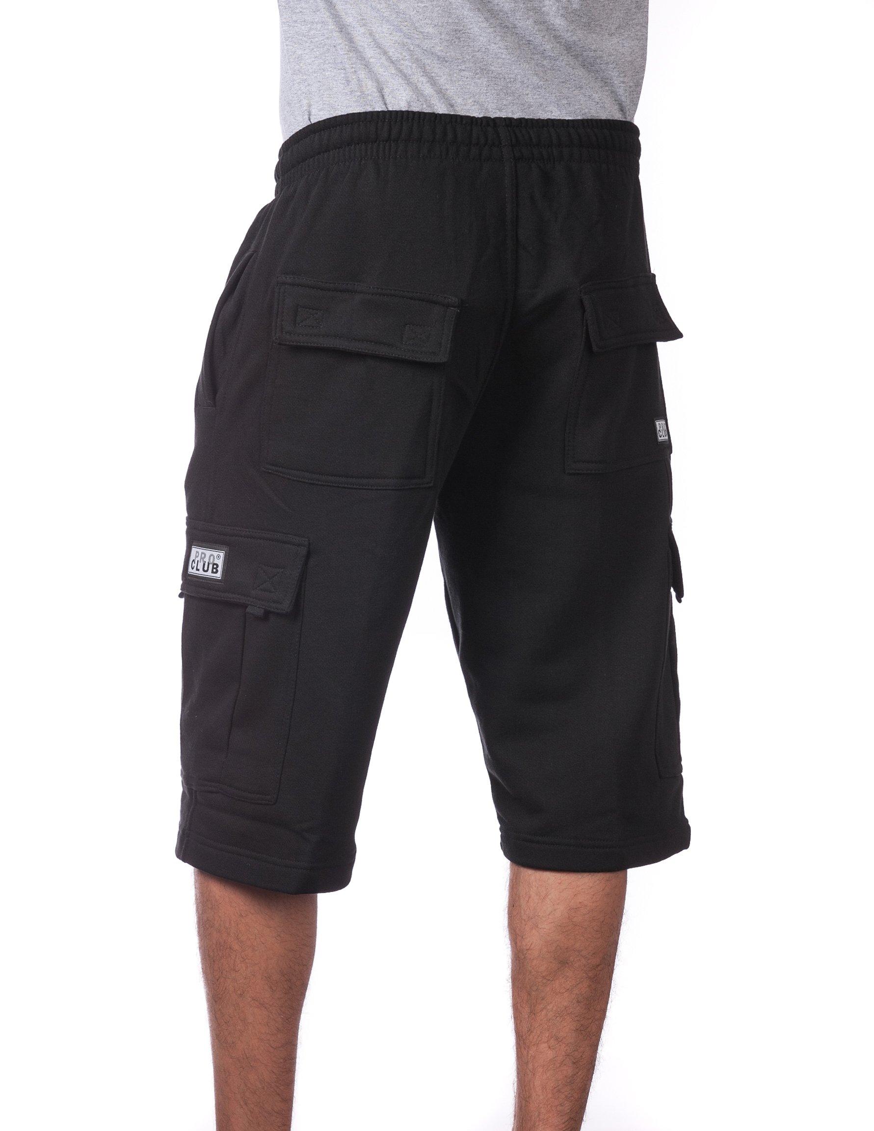 Pro Club Pro Club Men's Fleece Cargo Short, Black, 3X-Large