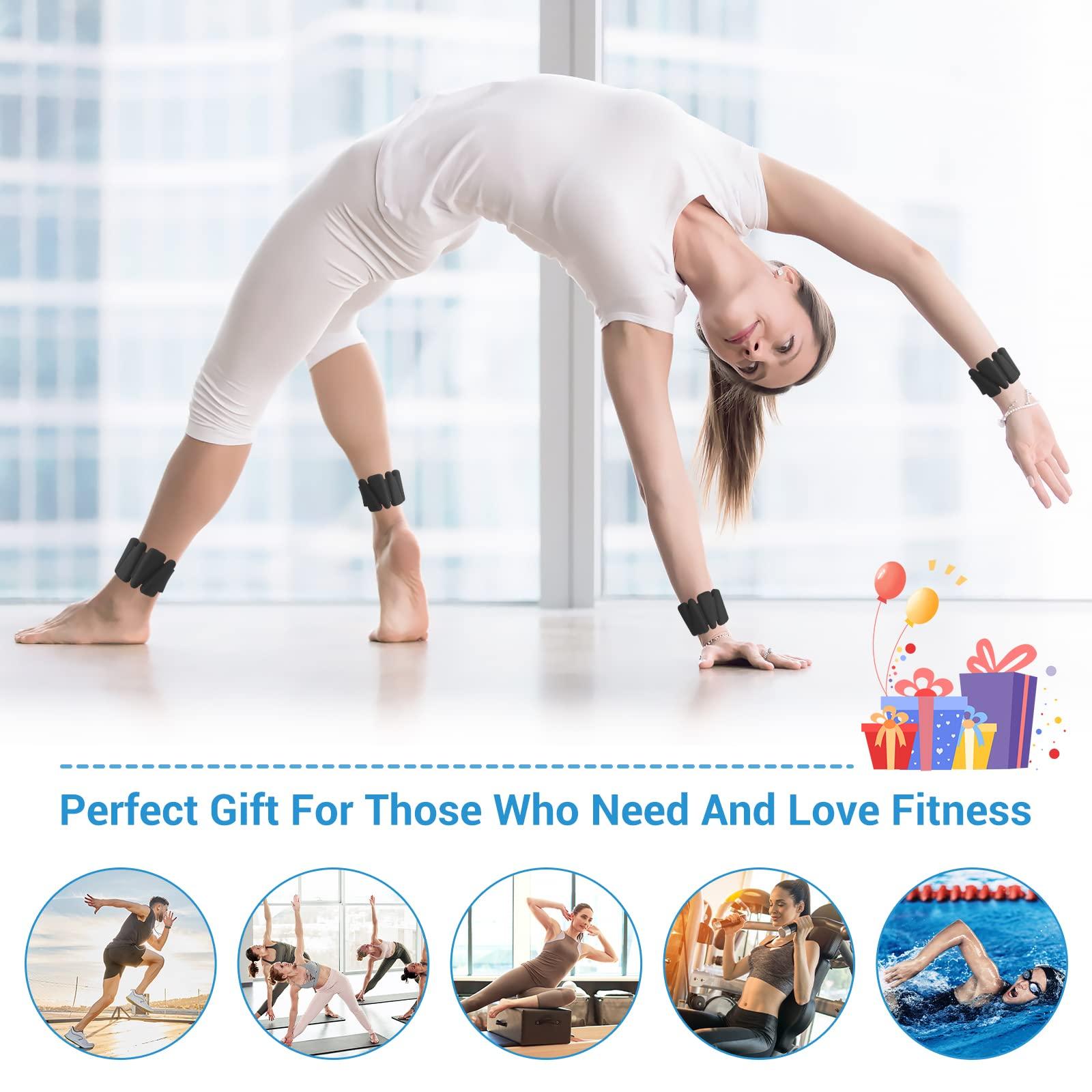 MXiiXM MXiiXM Wrist Weights Set of 2, Adjustable Silicone Weight Bracelets for Women & Men, Wearable Ankle/Wrist Weights Suitable for Yoga, Dance, Pilates, 2lb/4lb (4lb, Black)
