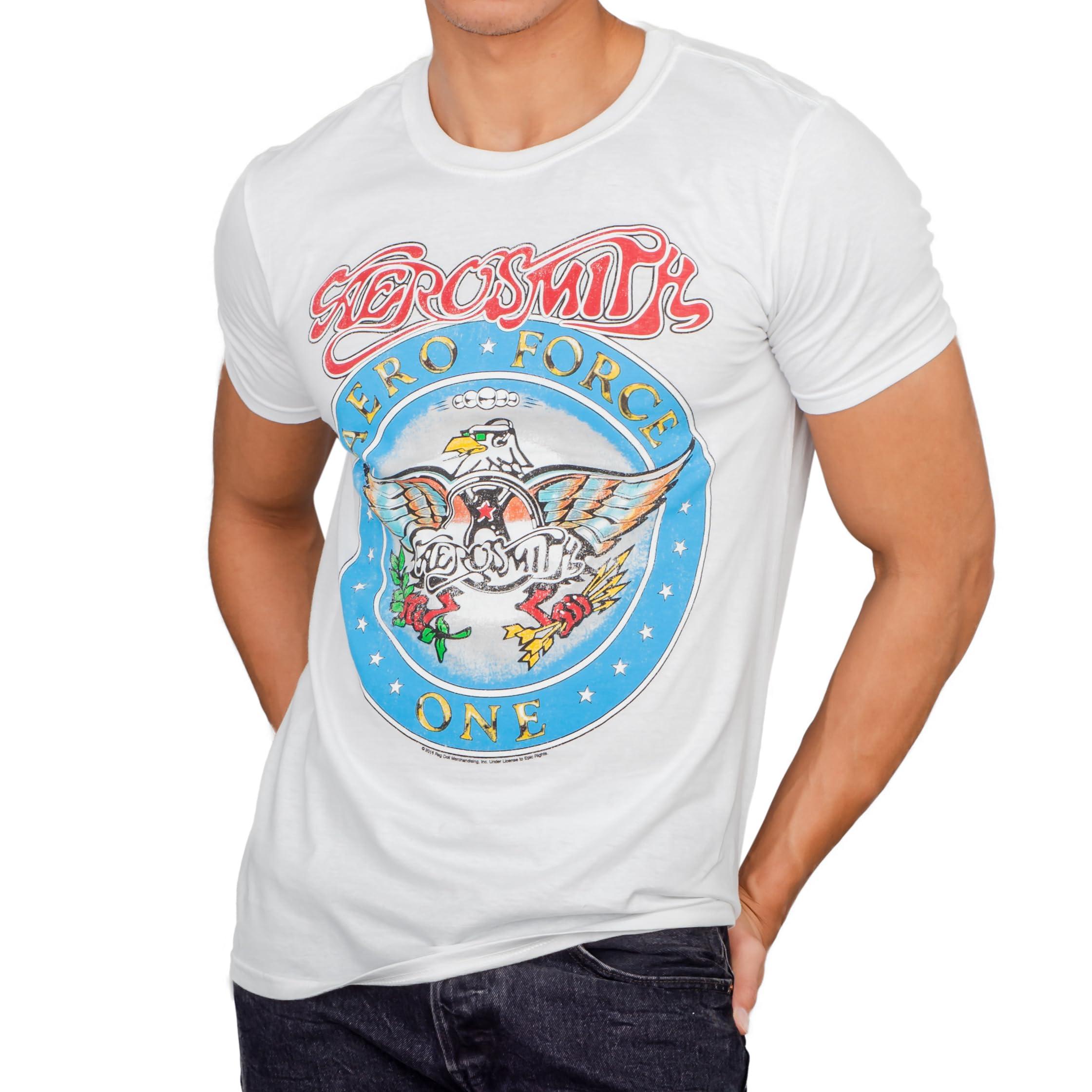 Wayne's World Wayne's World Costume Set - Waynes Hat and Aerosmith Aero Force T-Shirt 90s Retro for Halloween White