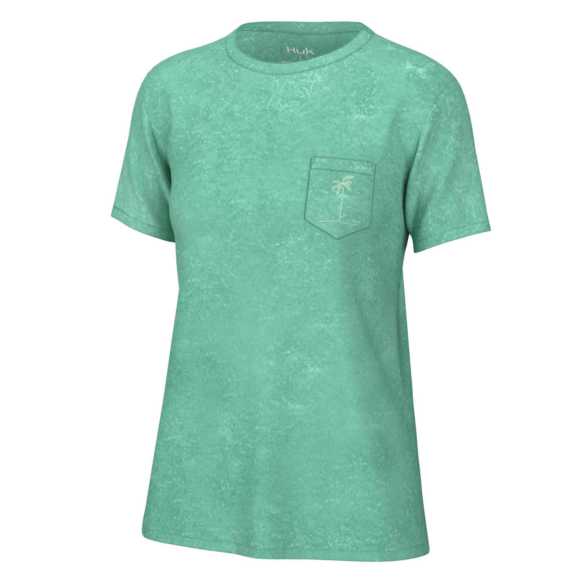 HUK HUK Women's Standard Short Sleeve Mineral Wash Pocket Tee, Fishing T-Shirt, Bermuda