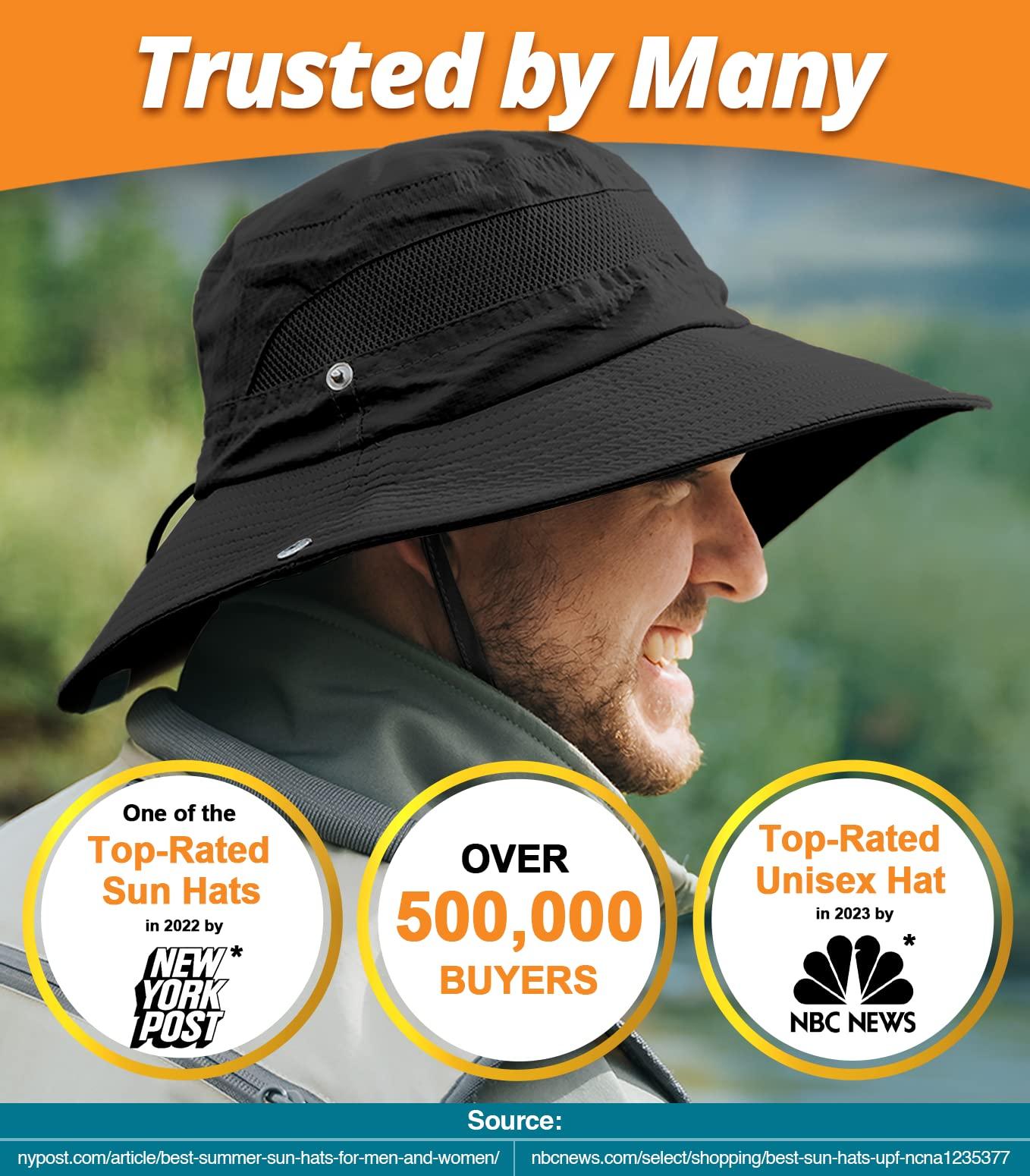 GearTOP GearTOP Wide Brim Sun Hat for Womens and Mens Sun Hats - UV Protection Fishing Hat Safari Hat for Hiking Gardening & Beach Black