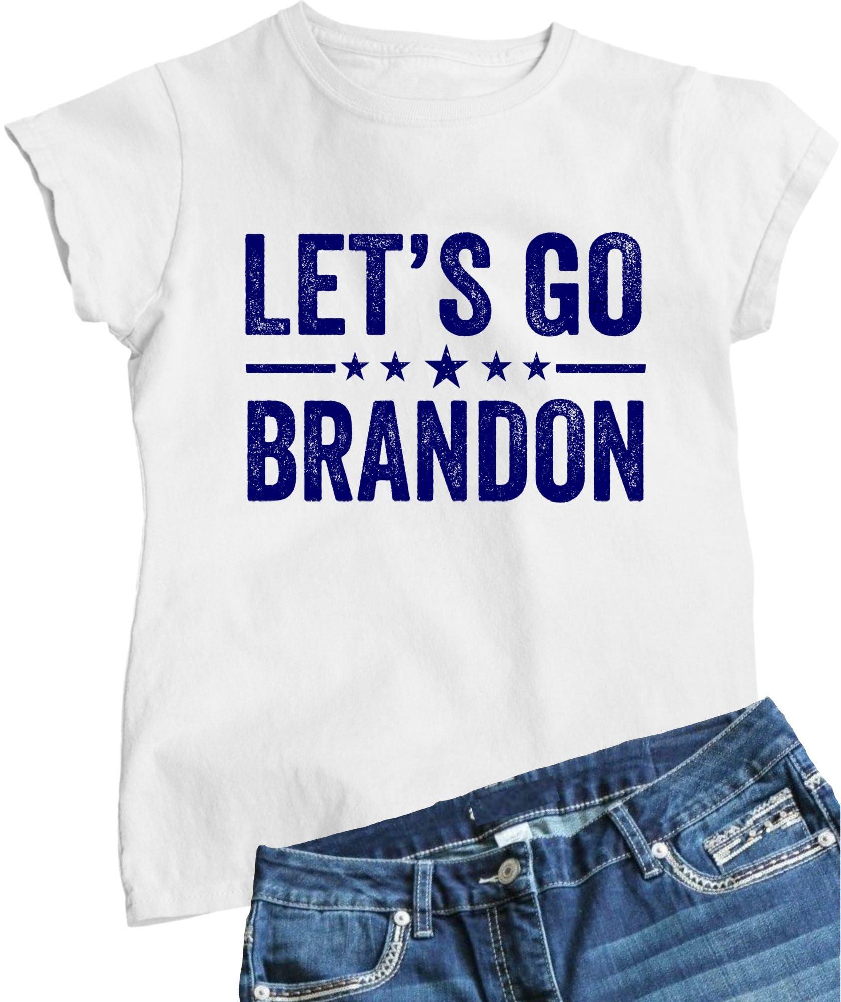 Go All Out X-Large White Women Classy Let's Go Brandon T-Shirt