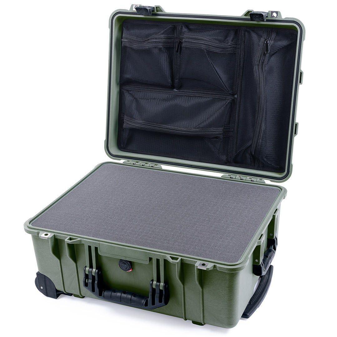 ColorCase ColorCase Pelican Protector 1560 Case OD Green - Waterproof Case with Pick & Pluck Foam & Mesh Lid Organizer - Black Handles & Latches
