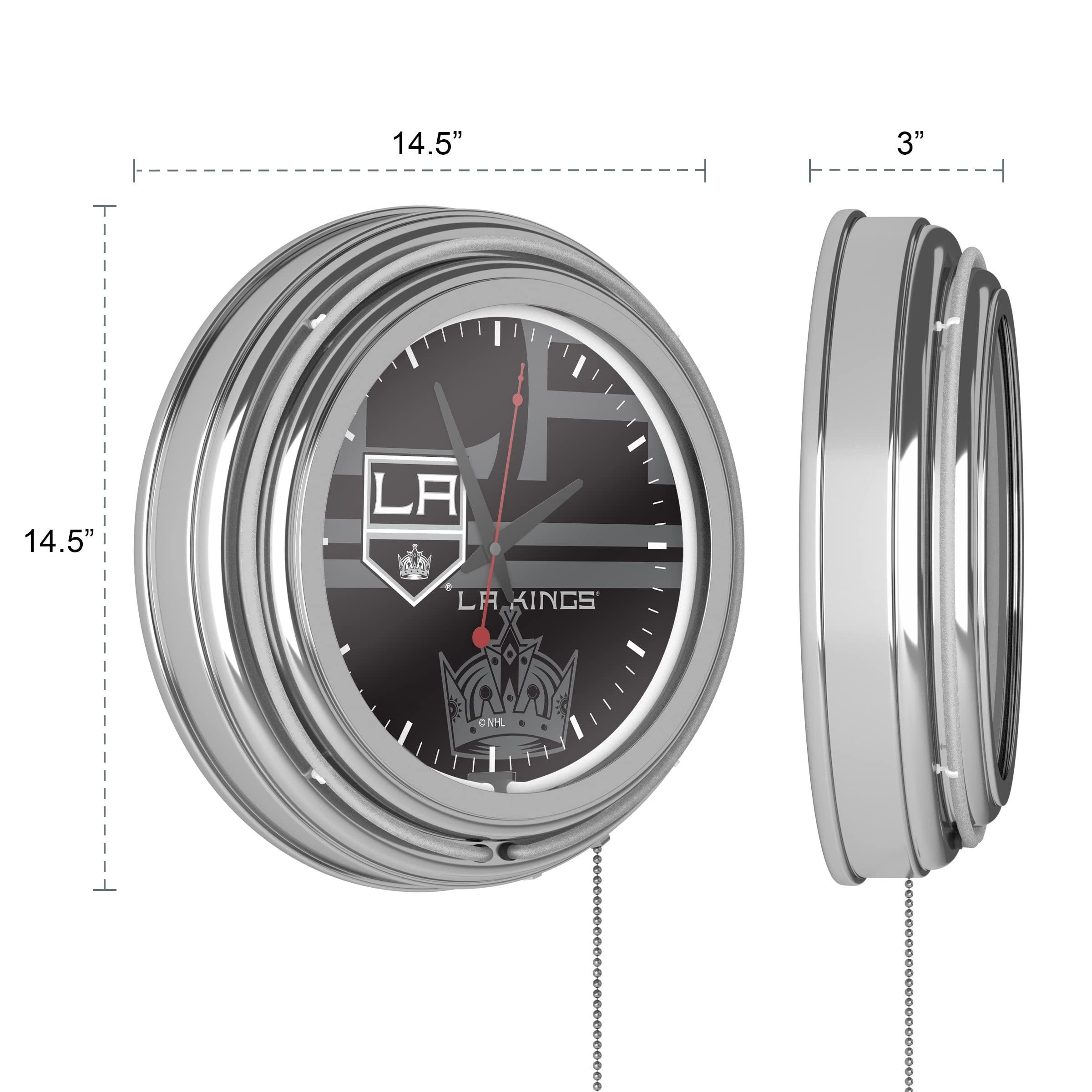 Trademark Global Trademark Global Neon Clock - Retro Los Angeles Kings Watermark Analog Wall Clock with Pull Chain - for Kitchen, Garage, Game Room, or Home Bar