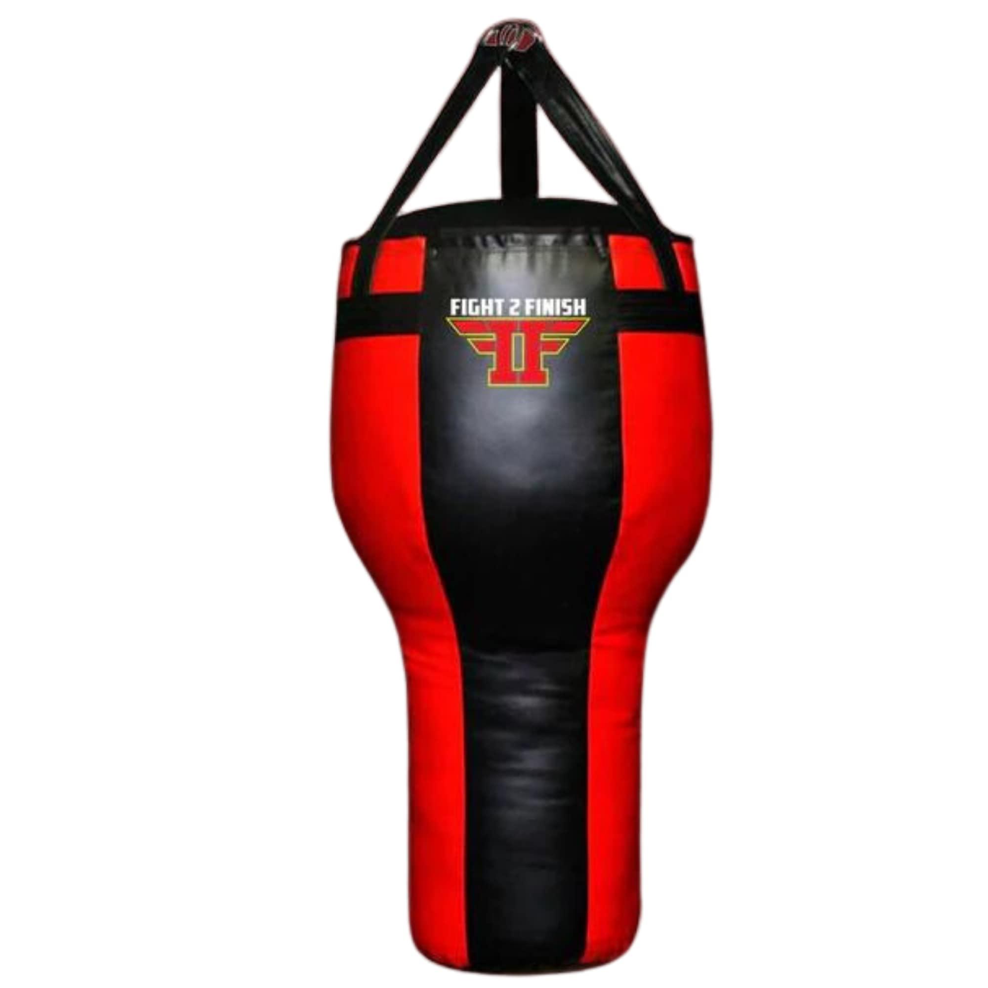 Fight 2 Finish Fight 2 Finish Angled Heavy Punching Bag for Kids and Adult Anti Swing Boxing Bag for Karate Judo Muay Thai (Black) (Red&Black, Unfilled)