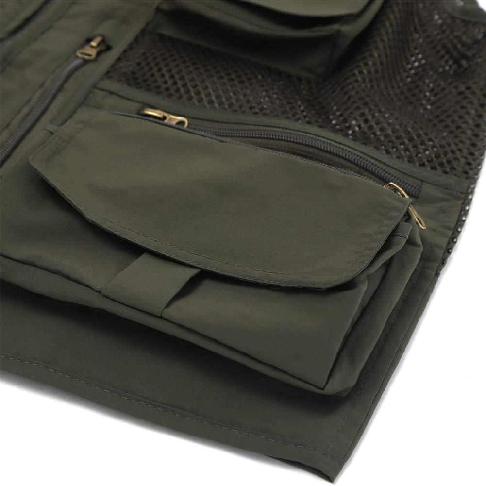 Ziker Ziker Men's Mesh Breathable Openwork Camouflage Journalist Photographer Fishing Vest Waistcoat Jacket Coat (as1, alpha, m, regular, regular, Army Green02)