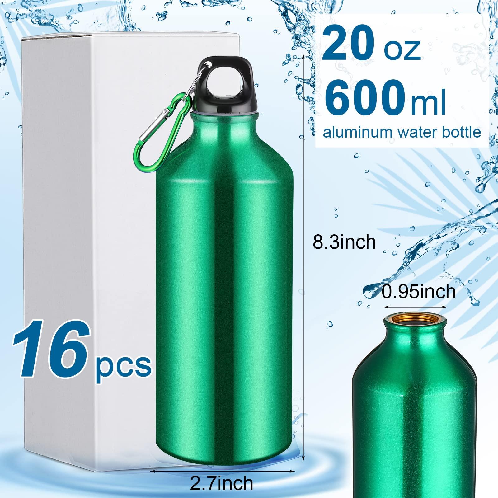 CHENGU CHENGU 16 Pack Aluminum Water Bottles 20 Oz Blank Reusable Water Bottles Lightweight Aluminum Gym Travel Bottle Leak Proof Team Customized Bottles for Bike Bicycle Camping(Green)