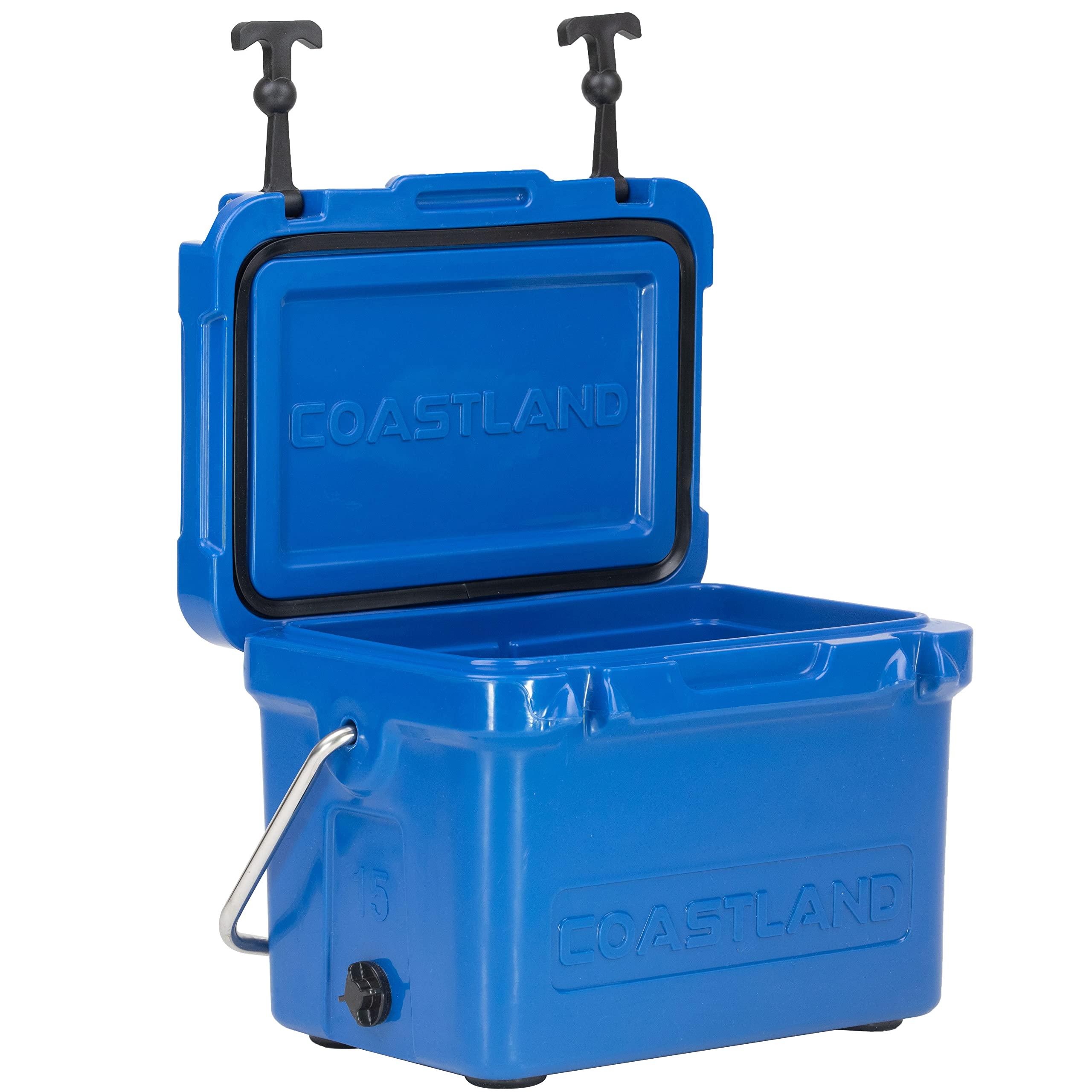 COASTLAND Coastland Bay Series Cooler Premium Everyday Use Insulated Rotomolded Cooler, Small Ice Chest for Tight Spaces, Soccer Games, & Tailgates, Blue, 15 QT