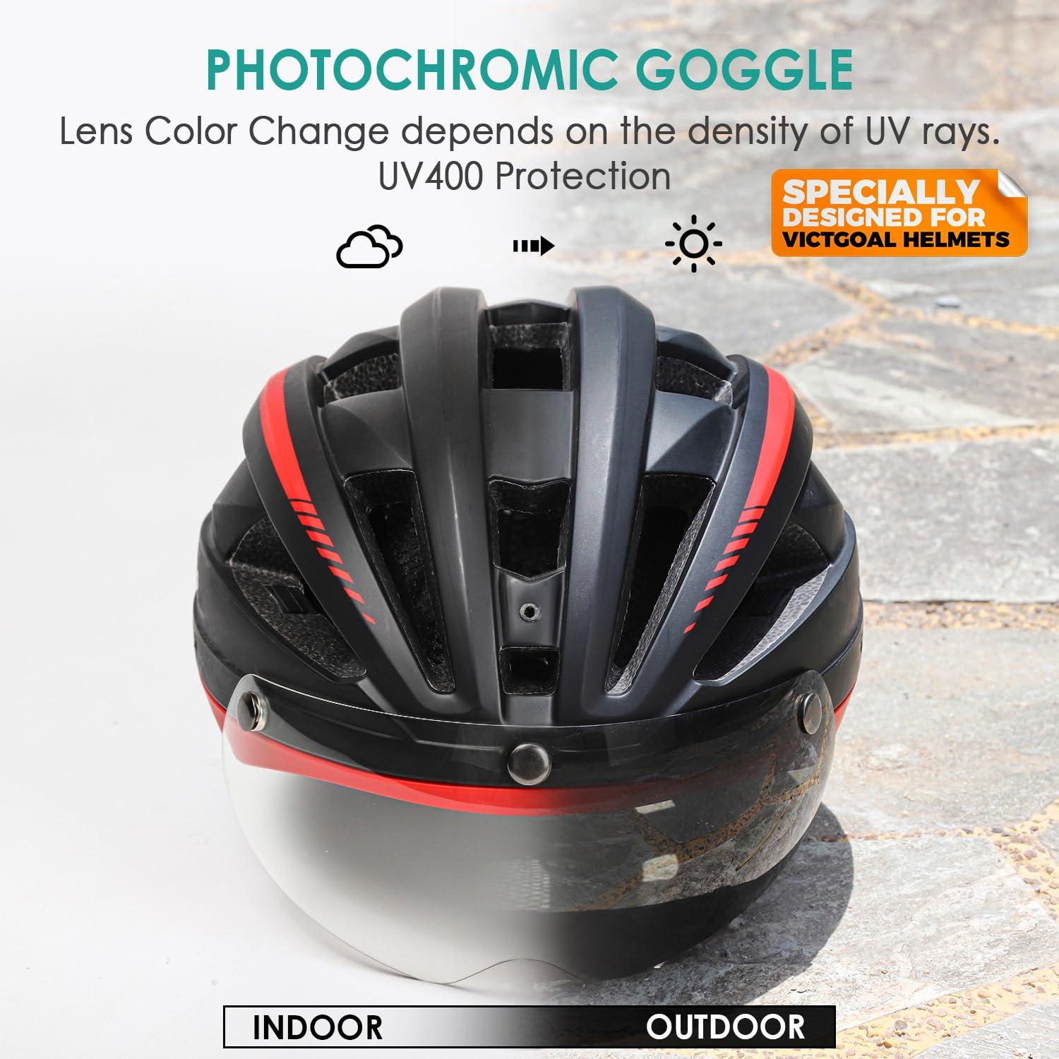 VICTGOAL VICTGOAL Detachable Magnetic Bike Helmet Goggles Visor Especially Deisgned for VG110/VG112 Bicycle Helmet (Photochromic)