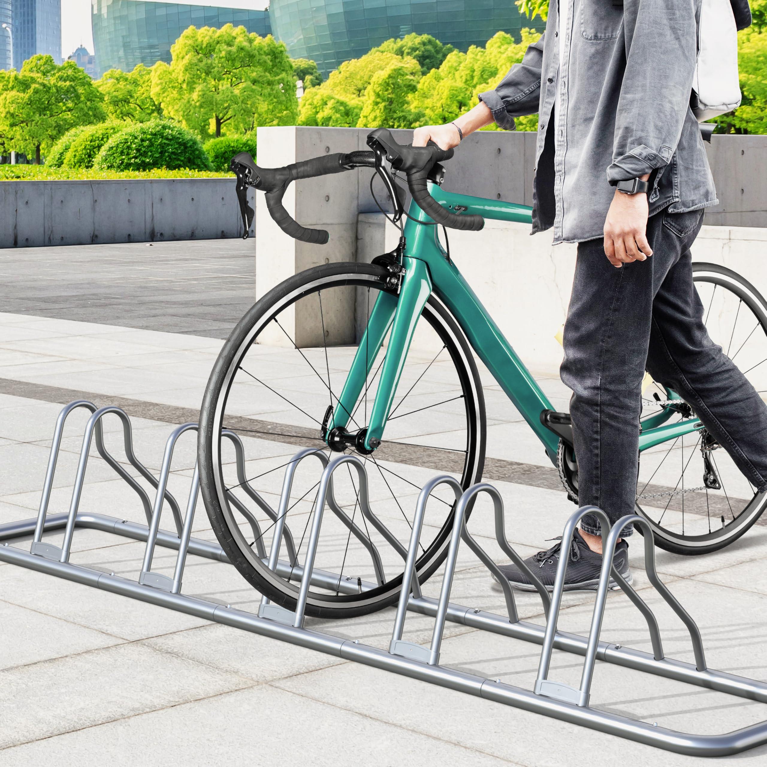 Simple Houseware Simple Houseware 5 Bike Bicycle Floor Parking Adjustable Storage Stand, Silver