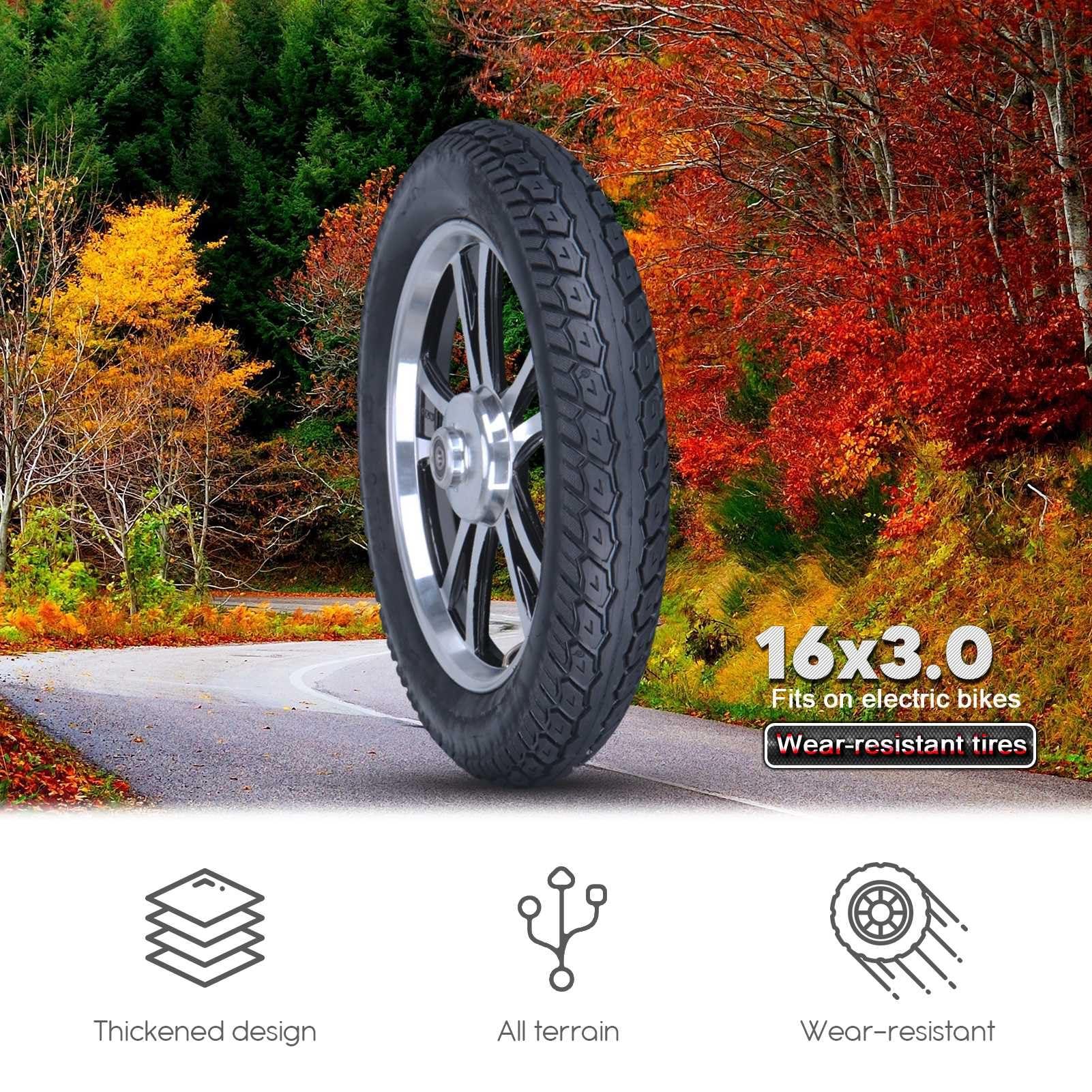 MZBZYU 16x3.0 Scooter Tire Tube | 16x3 75-305 Heavy Duty Tire for Electric Bike | 16 x 3.0 Heavy Duty Tire & Tube Rh-inoo King Thickened Tires for ebike