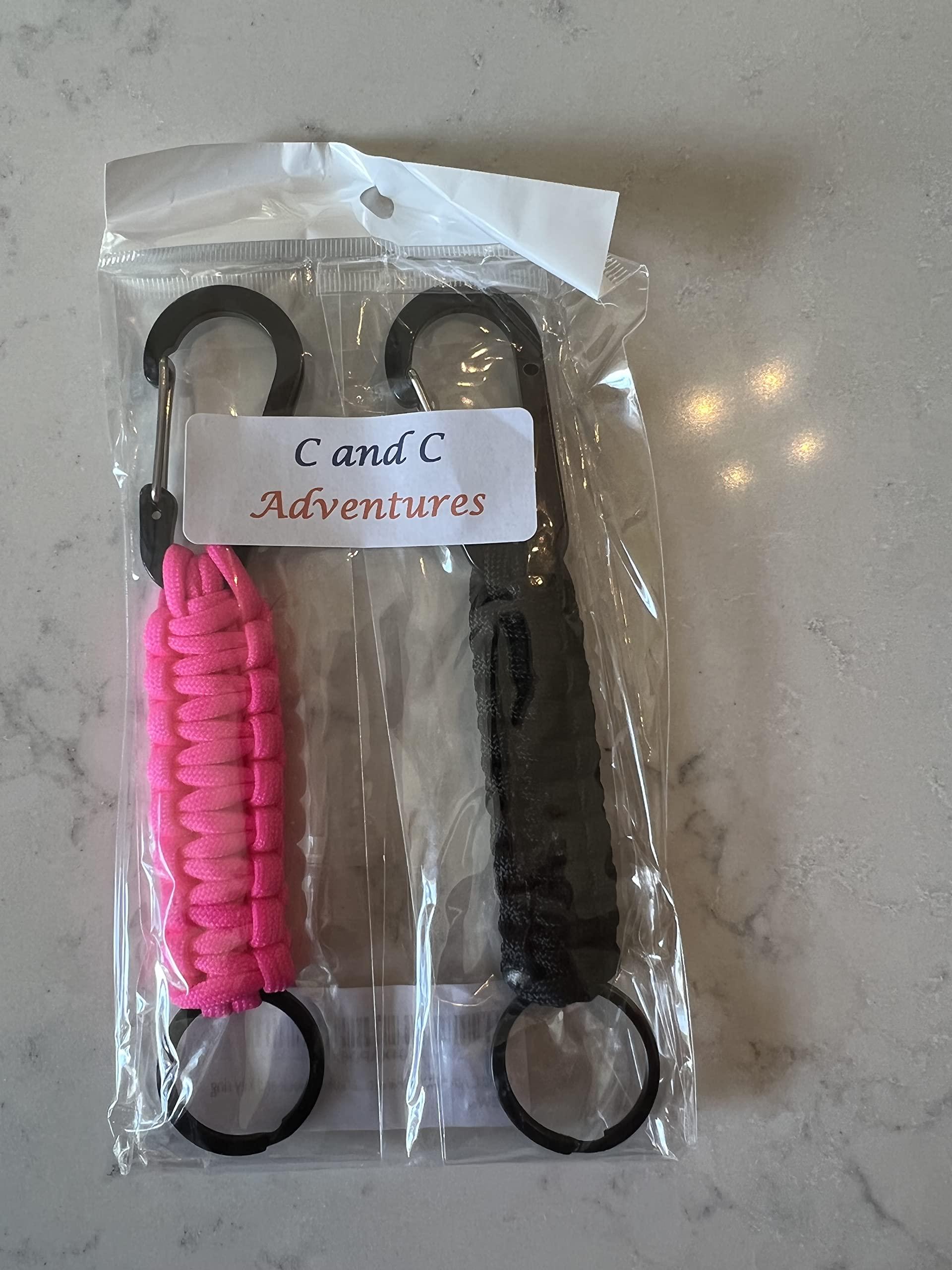 C and C Adventures C and C Adventures Carabiner Keychain Lanyard Hook with Paracord Strap Key Ring Para Cord D Locking Hanger Keyring Clip for Keys, Backpacks, Camping, Hiking, Traveling