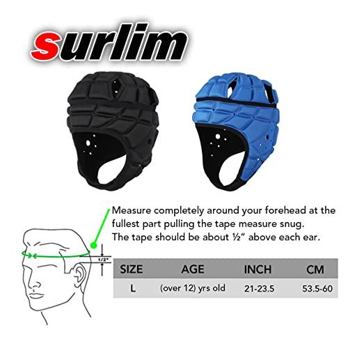 surlim Surlim Rugby Soft Helmet Soccer Headgear Scrum Cap 7v7 Flag Football Headguard for Adult Large (Blue)