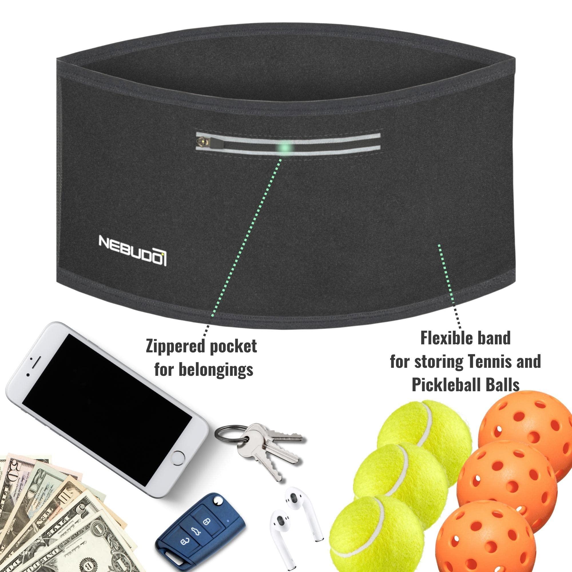 Nebudo Nebudo Tennis Ball Band Holder Pickleball Tennis Balls Pickleballs Holding Accessory for Women Skirt Men Waist Hip Bags Accessories (XS: 25"-28" Flexible Waist)
