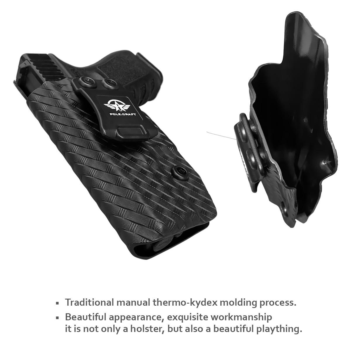 POLE.CRAFT Glock 19 Holster, Carbon Fiber Kydex Holster IWB for Glock 19 19X 23 25 32 45 (Gen 3 4 5) PistolInside Waistband Concealed CarryAdj. Cant RetentionCover Mag-ButtonPOLE.CRAFT (Black, Left Hand)