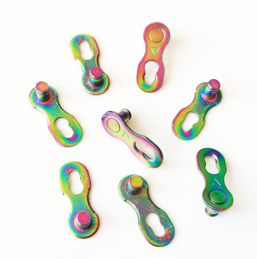 Hyamass Hyamass 4 Pairs Bicycle Missing Link 6/7/8/ Speed Chain Reusable Steel Bike Chain Link(Rainbow)