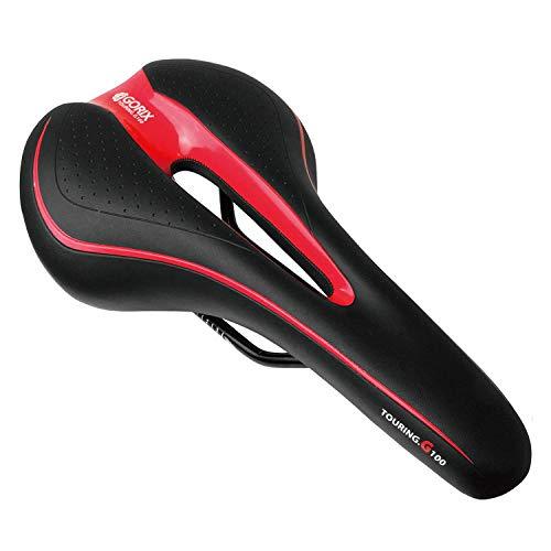 GORIX GORIX Bike Saddle Seat Comfortable Cushion with Rail Mountain Road Bicycle for Men and Women (GX-C19) (Black×Red)