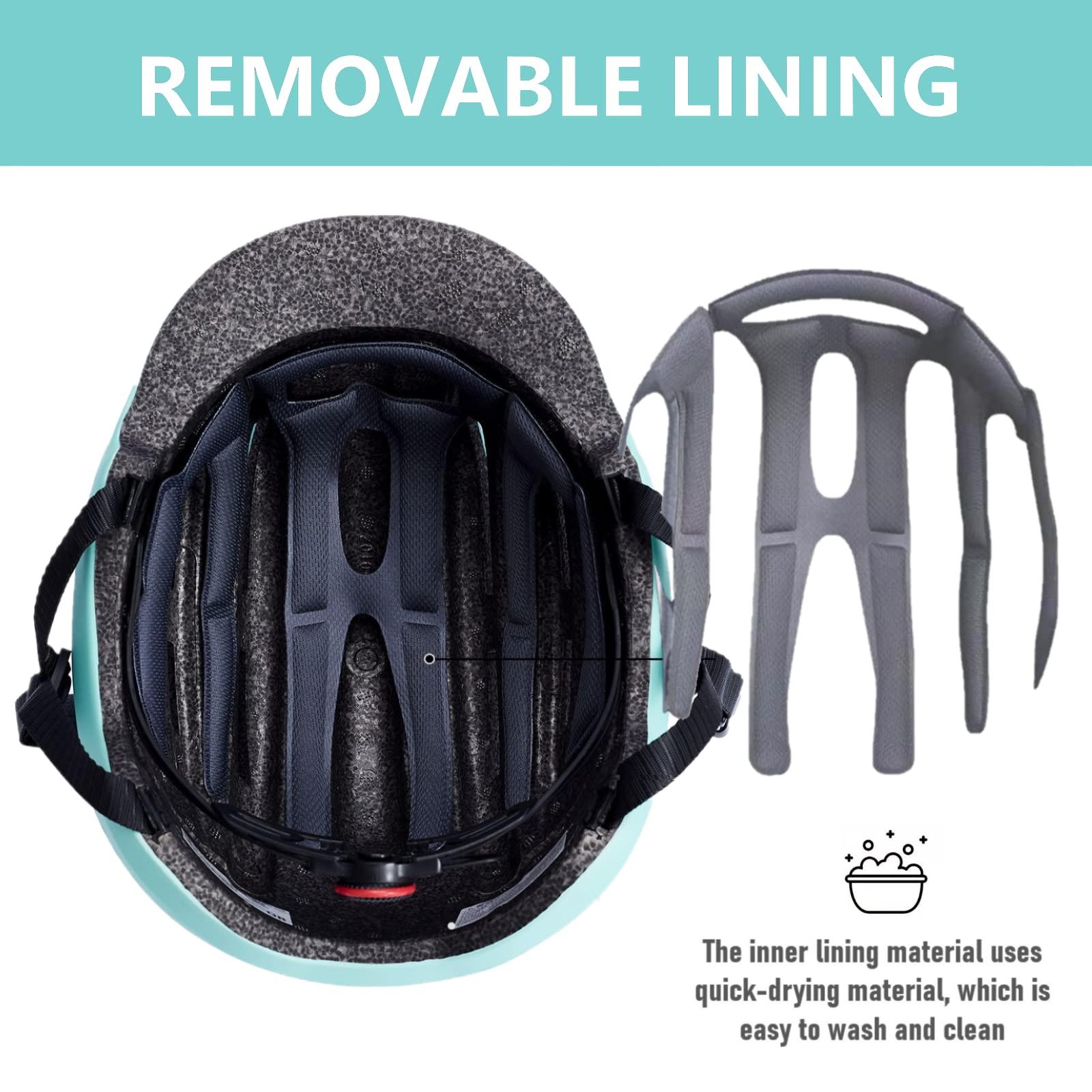 DAYGOCAGA DAYGOCAGA Adult Bike Helmet for Men Women, Mountain Road Bicycle Helmet with USB Rechargeable Taillight, Matte Mint