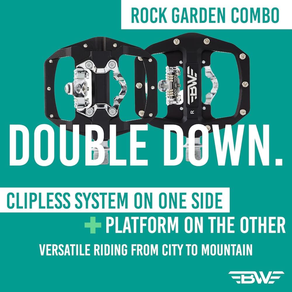BW USA BW USA Rock Garden Combo Pedals Dual Sided MTB Platform and SPD Compatible Bike Pedals
