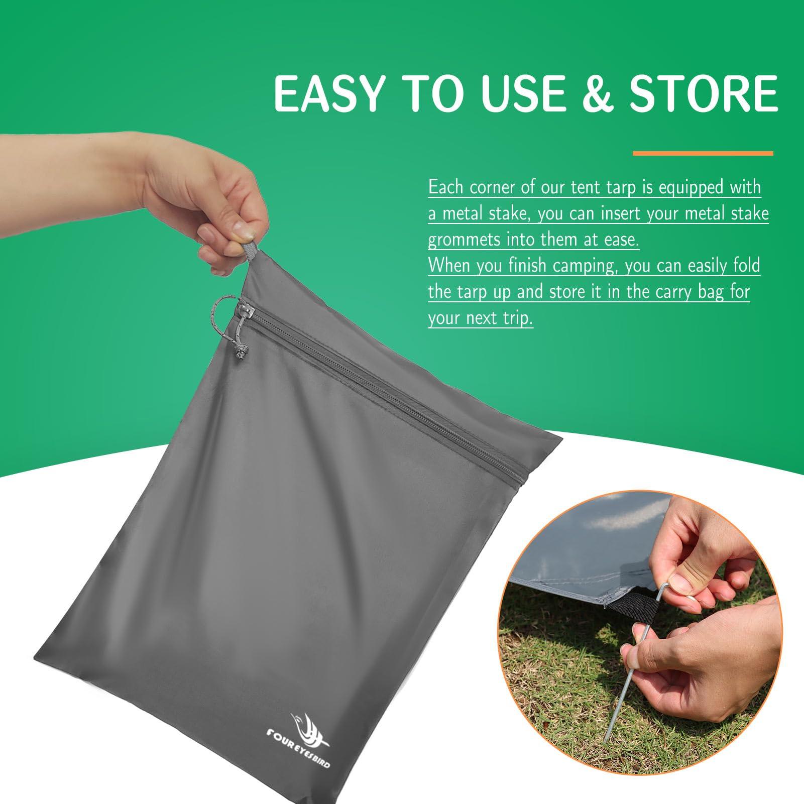 Arctic Lemmings Arctic Lemmings Camping Tarp Waterproof with Carry Bag for Under Tent, Ultralight Tent Footprint for Ground Camping Hiking (82\" x 82\")