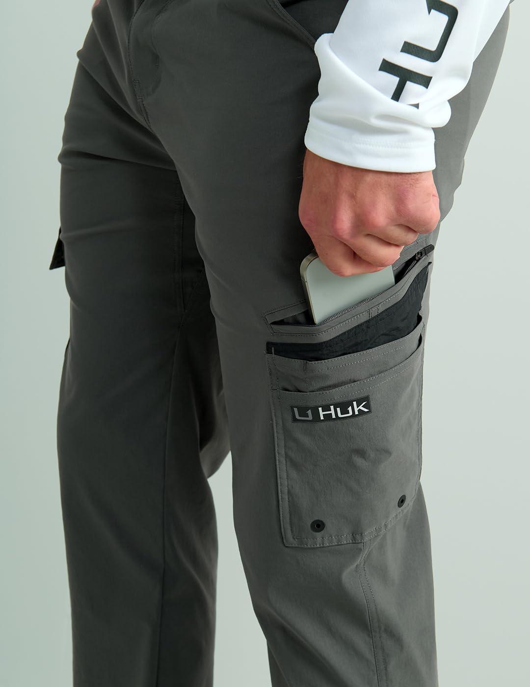 HUK HUK Men's Standard Icon Pro, Performance Fishing Cargo Pocket Pants, Volcanic Ash, 36