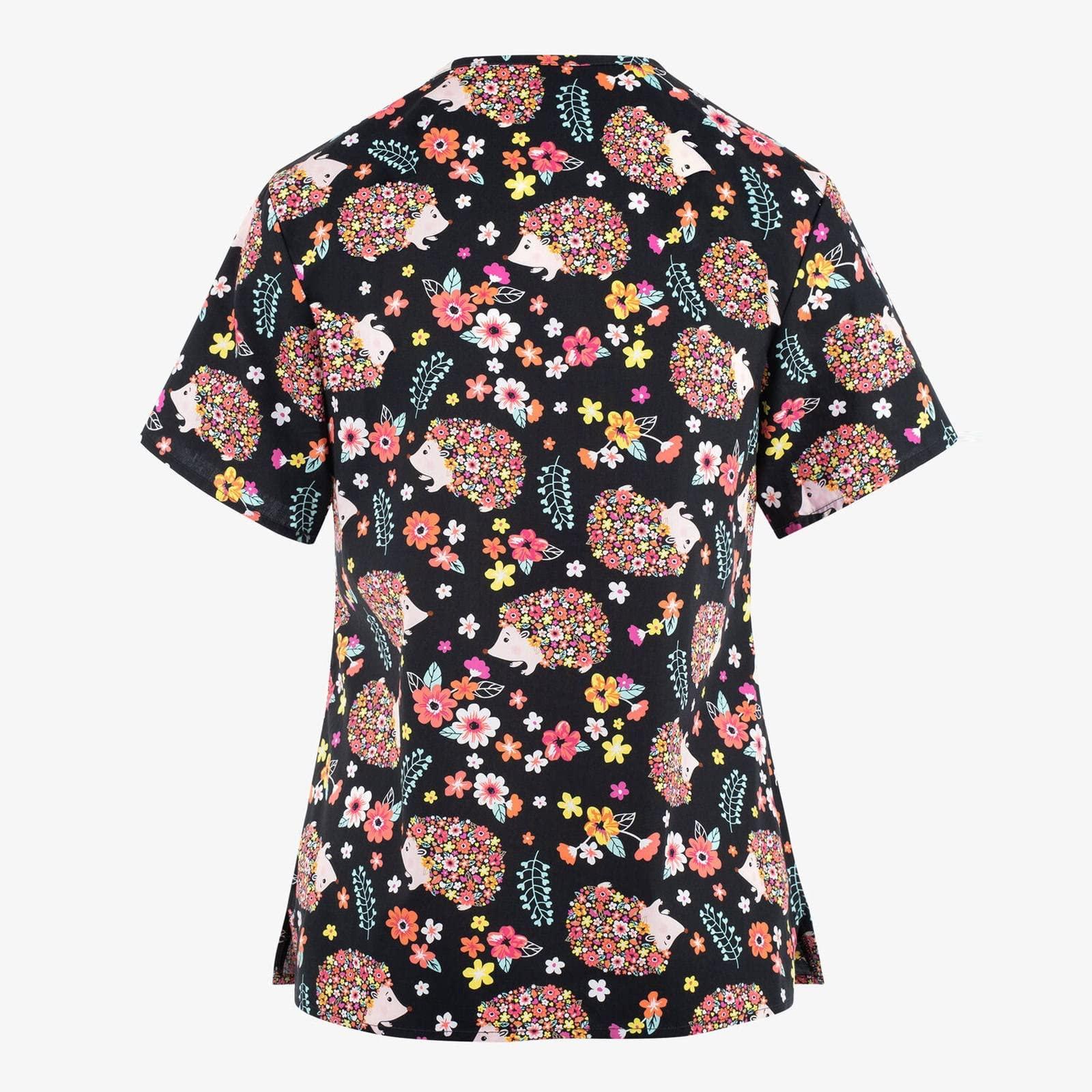 NBXNZWF Cute Women's Scrubs Printed Tops Women's Printed Scrub Tops Uniform Nurses Blouses Uniform Tops for Women Scrubs Cute Women's Scrubs Printed Tops Women's Printed Scrub Tops Uniform Tops