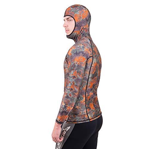 IST IST VSH-100 Camouflage Spearfishing Rash Guard with Hood, Loading Pad (Brown Camo, Medium)