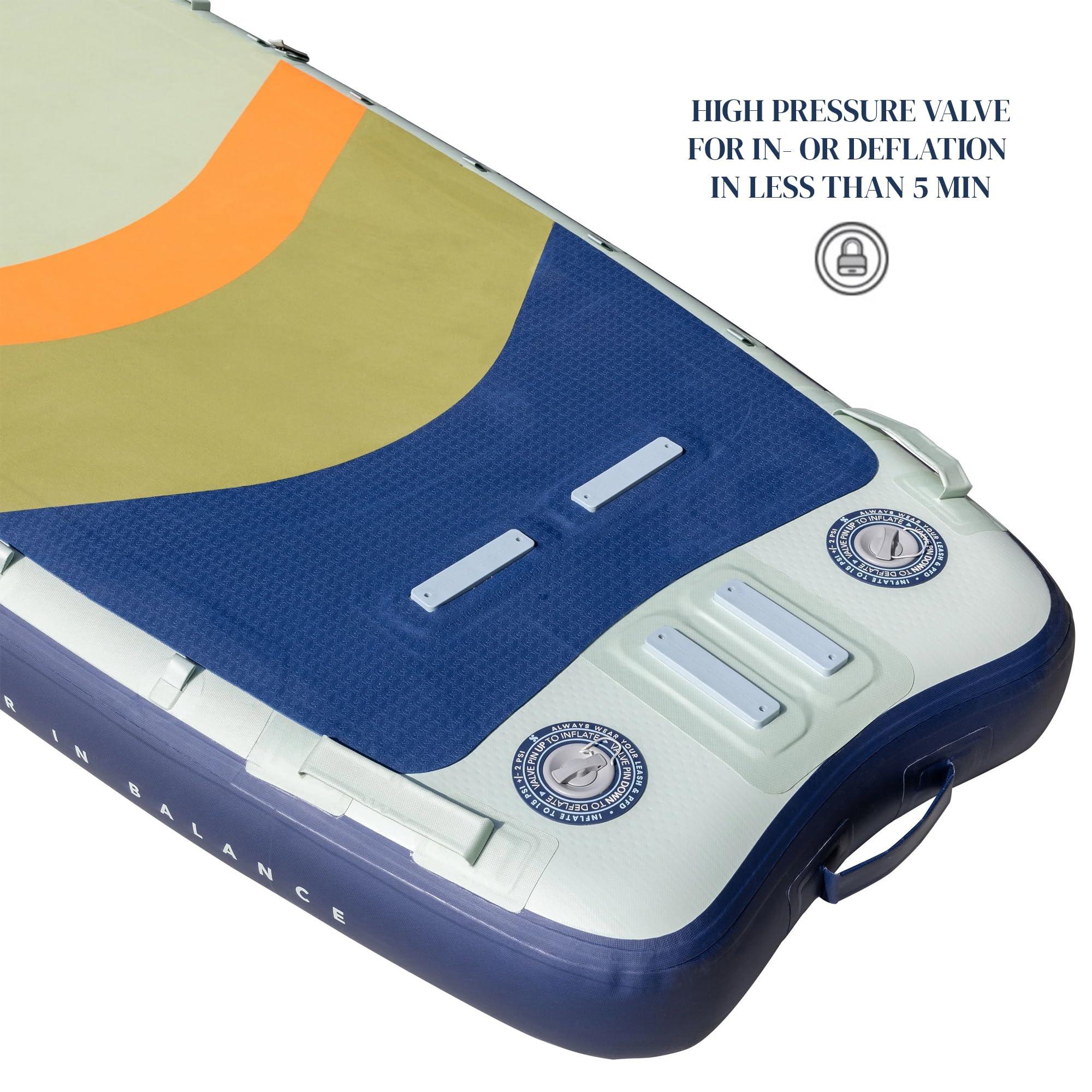 ISLE Surf and SUP ISLE Megalodon Inflatable Stand Up Paddle Board & iSUP Bundle Accessory Pack - Durable, Lightweight, Stable 12' L x 45" W x 8" (Seafoam/Coral/Navy, 12')