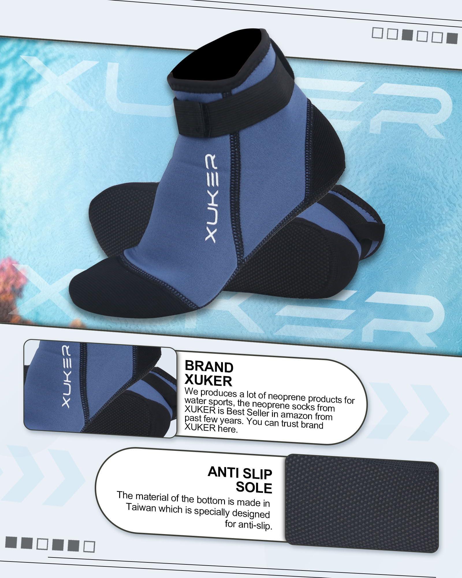 XUKER XUKER Neoprene Socks, 3mm Beach Volleyball Sand Soccer Wetsuit Socks Water Booties for Diving Snorkeling Kayaking Paddling, 3XL