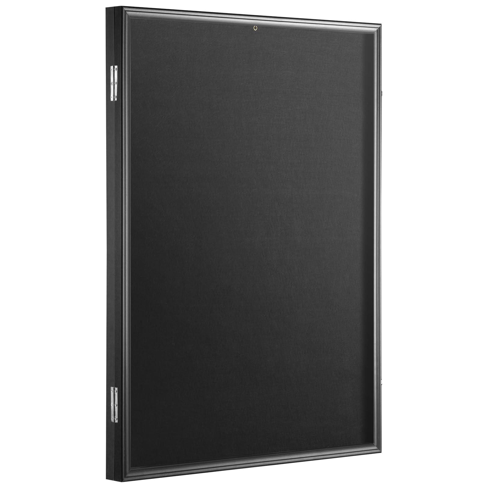 VEVOR VEVOR Jersey Display Frame Case, 24 x 32 x 1.5 in, Large Lockable Sport Jersey Shadow Box with 98% UV Protection PC Glass and Hangers, for Baseball Basketball Football Hockey Shirt and Uniform, Black