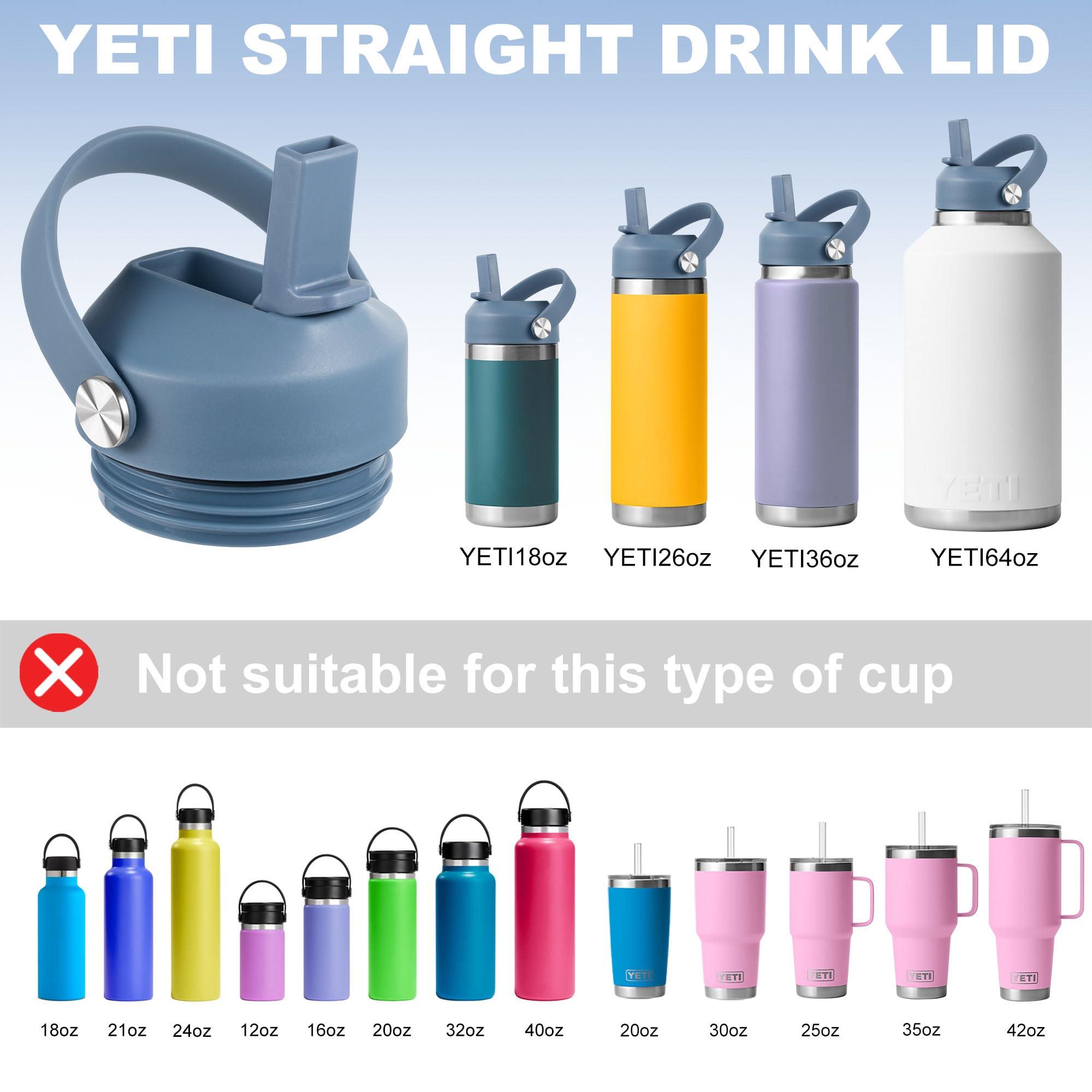 FLORAPELL Straw lid for Yeti Rambler 18 26 36 64 oz, Lid with Straws and Flexible Handle, Replacement Cap for Yeti 18oz 26oz 36oz 64oz Rambler Water Bottle Straw Cap, Nordic Blue