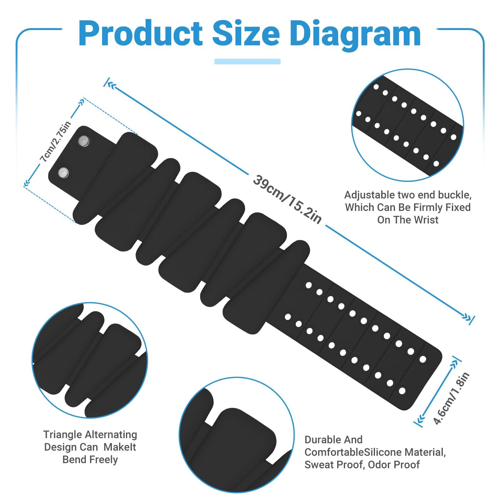 MXiiXM MXiiXM Wrist Weights Set of 2, Adjustable Silicone Weight Bracelets for Women & Men, Wearable Ankle/Wrist Weights Suitable for Yoga, Dance, Pilates, 2lb/4lb (4lb, Black)