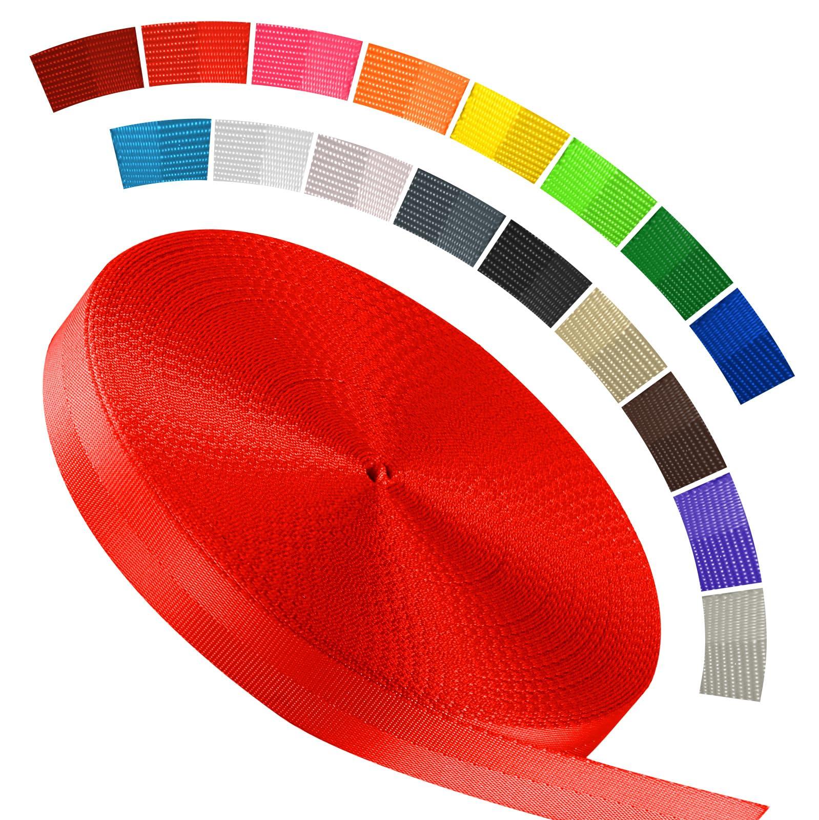WEBSUKA WEBSUKA Polyester Webbing Strap 16+Colors 1\"&1.5\"&1.9\" 16.5 25 33 55 Yards Heavy Duty Webbing Roll, Flat Webbing Strap for Indoor&Outdoor Gear, Climbing, DIY Crafting, Repairing 1\" 33yards