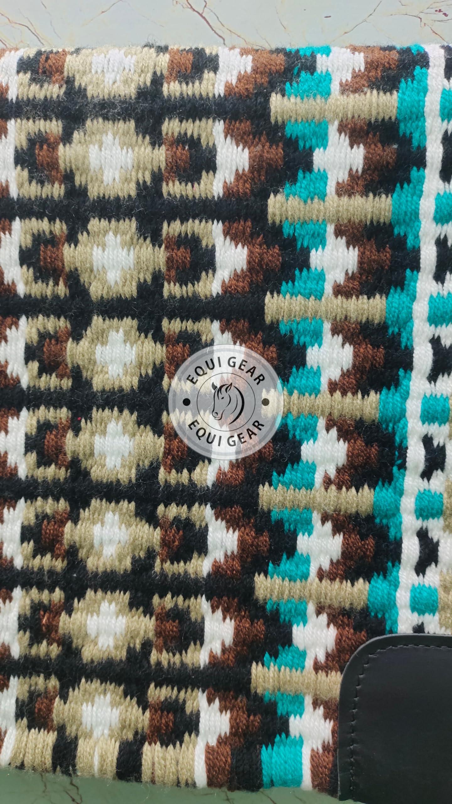 EQUIGEAR EQUIGEAR Western Ranch Horse Saddle Blanket New Zealand Wool Western Design Handmade Saddle Blanket Top Wool Pad Sensor Flex (Customization Available) ZB-077 (34" x 32")