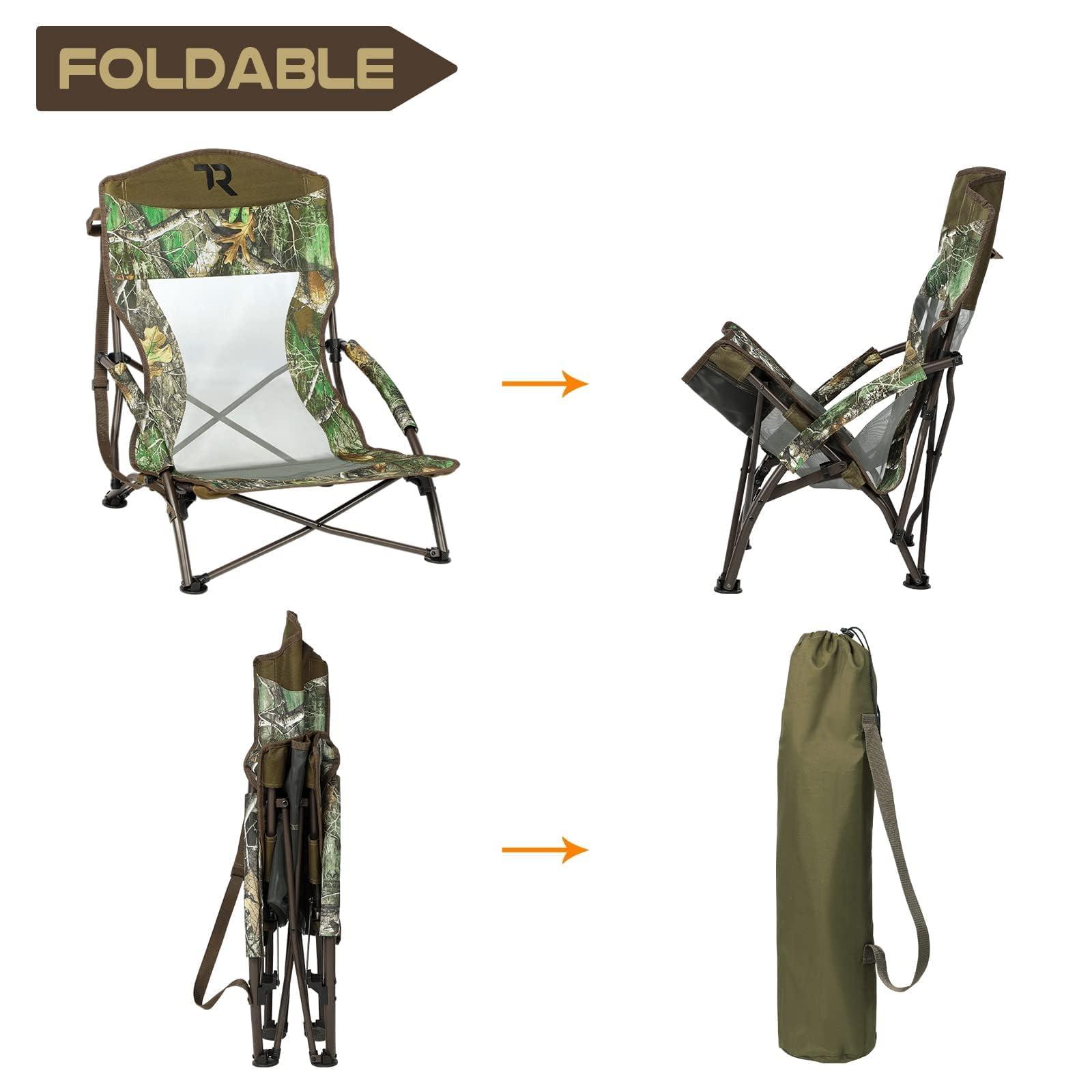 TR TR Low Camping Chair,Turkey Chairs for Hunting Lightweight Heavy Duty,Low Chair with Carry Bag for Outdoor Camping Travel (Camo 2)