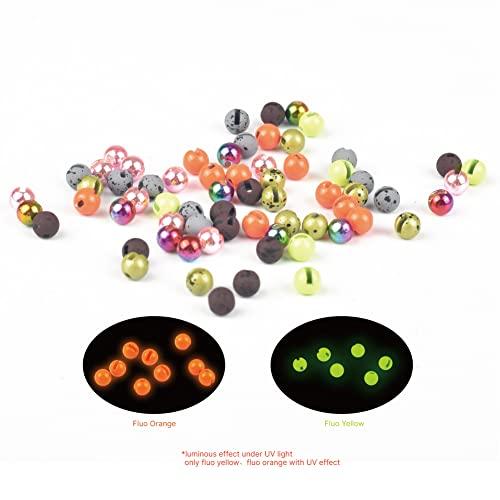 MUUNN MUUNN 200pcs Fly Tying Tungsten Beads Assortment, Slotted Tungsten Bead Head for Fly Tying Materials, Combination C 3.3mm