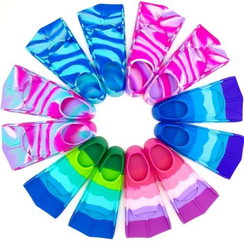 Gugmoy Gugmoy Kids Swim Fins,Comfortable Silicone Flippers for Swimming and Diving,Size Suitable Beginners Kids Girls Boys Adults (XX-Small, ZAColorful-A)