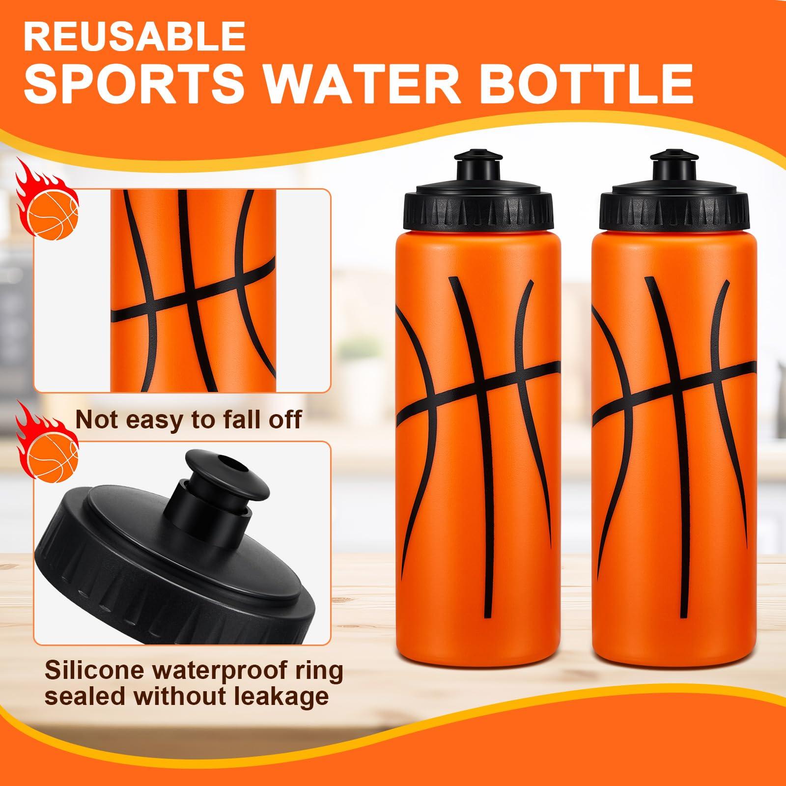 Yaomiao Yaomiao 12 Pcs Basketball Water Bottle 20 oz Reusable BPA Free Squeeze Water Bottles Basketball Stuff for Team Sports Party Favors Gifts (Orange)