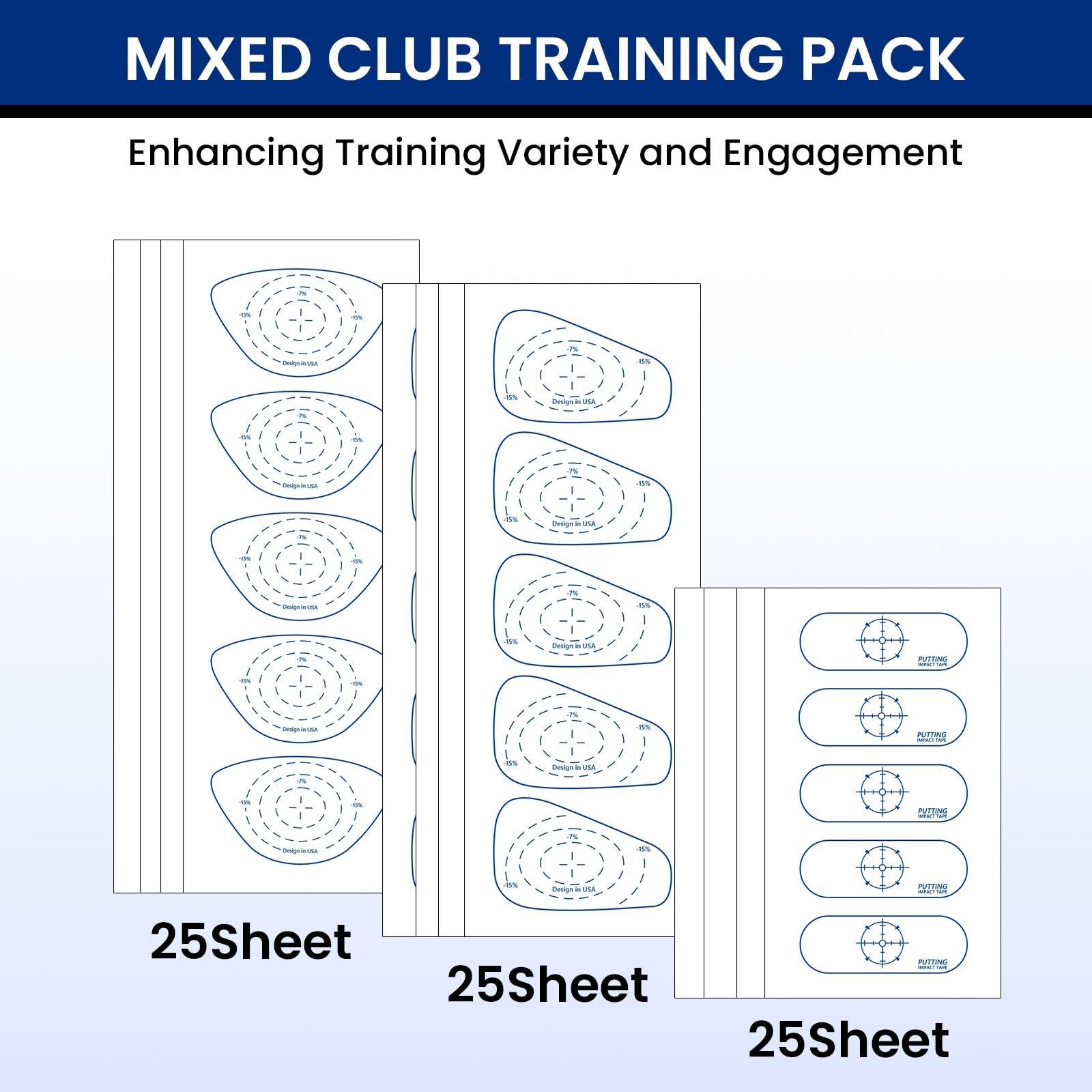 FINGER TEN Golf Club Impact Tape Stickers Labels for Driver Woods Irons Putters Value 75/150/375 Pcs, Ball Hitting Recorder Training Aids Gift, Easy To Use for indoor outdoor(375Pcs-Right Handed Golfer)