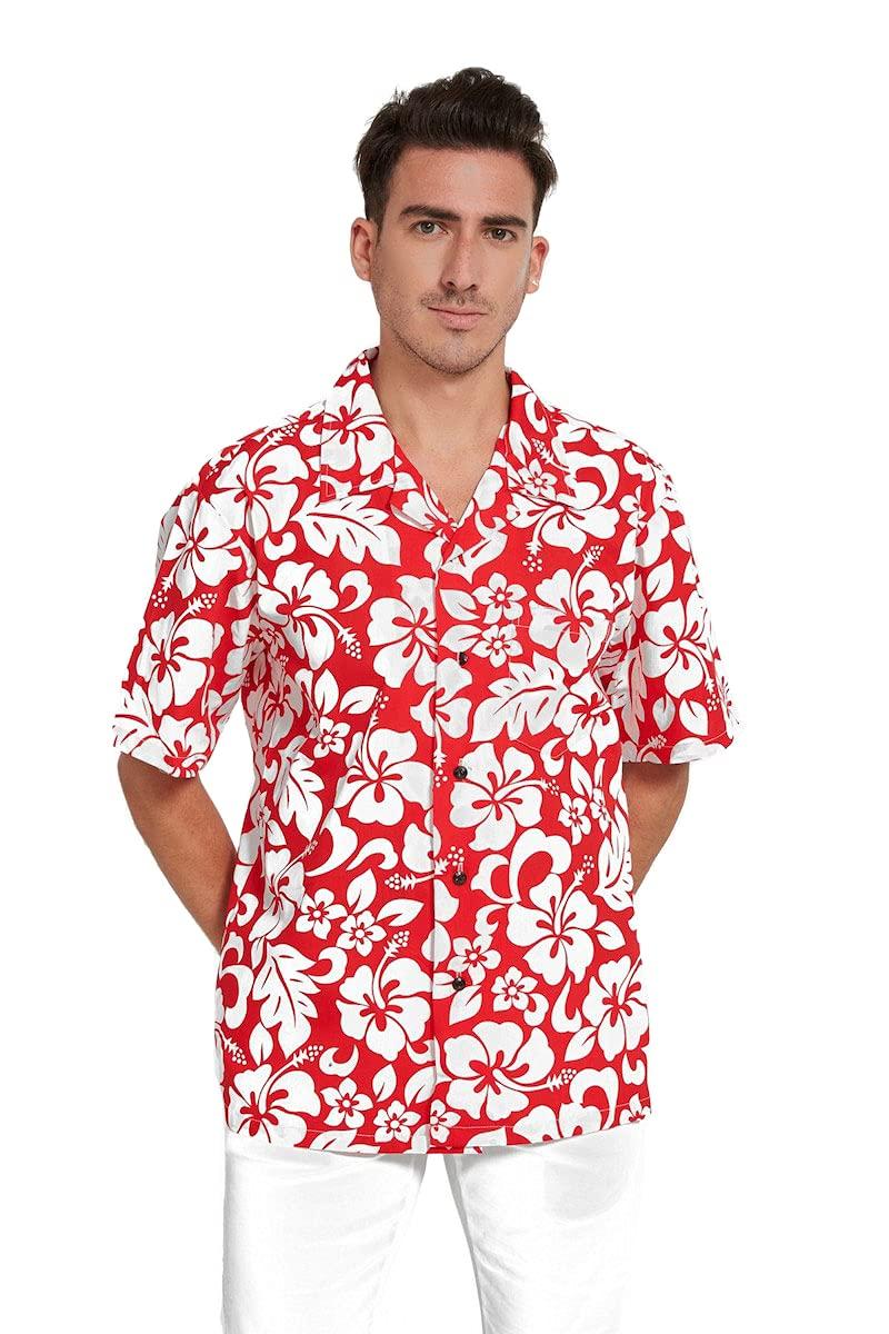 Hawaii Hangover Matchable Family Hawaiian Luau Shirts, Classic Vintage Hibiscus Red, Men, X-Large