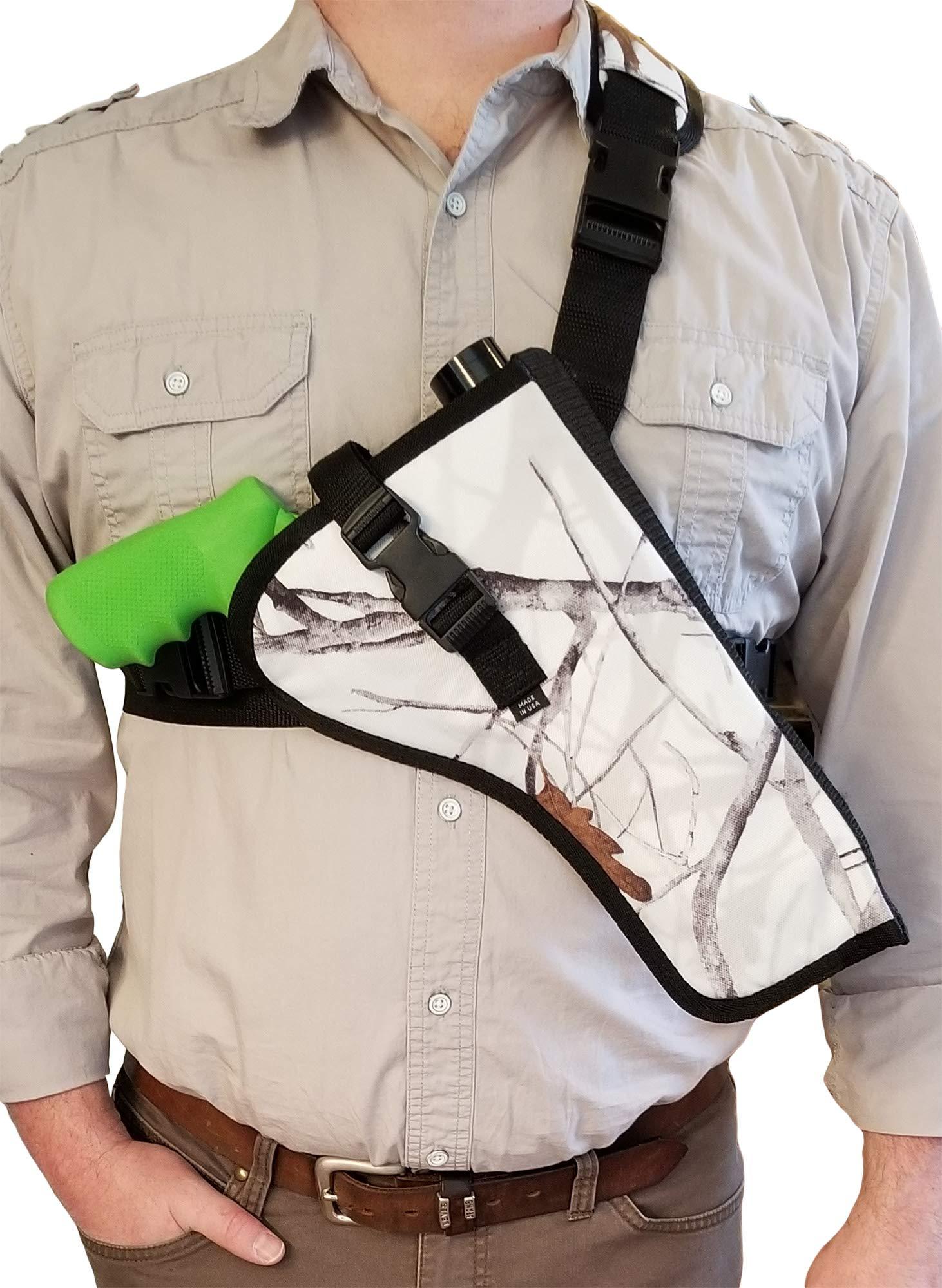 Silverhorse Holsters Silverhorse Holsters Chest Gun Holster | Fits Taurus Raging Bull, Raging Hunter, Raging Judge with Smaller Scope in 6.5\" - 8.375\" Barrel Lengths (8.375\" Barrel Right Hand, Hardwood Snow Camo)