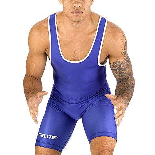 Elite Sports Elite Sports Mens wrestling singlets, Standard Singlet for Men Wrestling Uniform (Blue, X-Large)