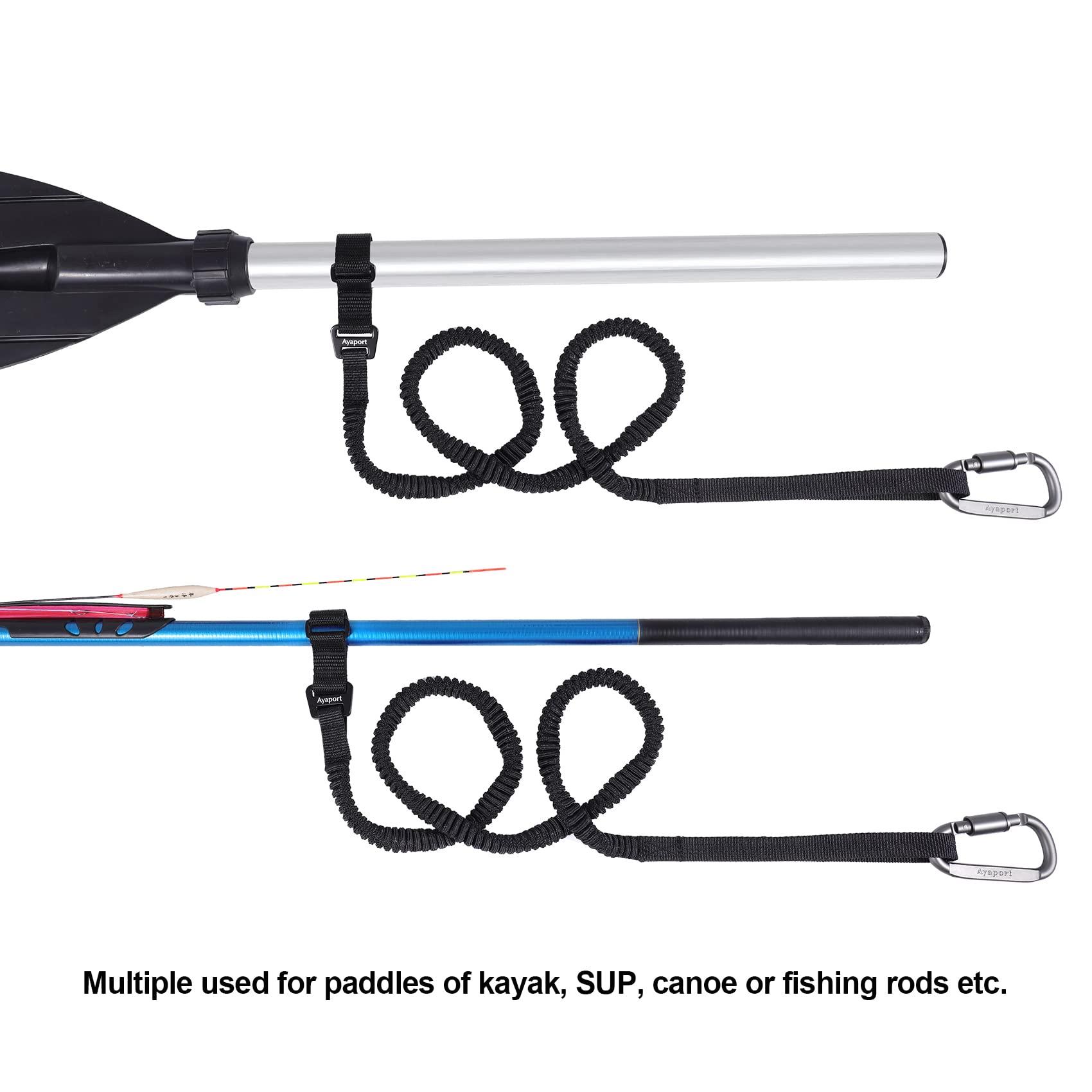 Ayaport Ayaport Kayak Paddle Leash Kayak Accessories for Kayaking Fishing SUP Sail Gear Canoe (Black-2PK, 36"-72")