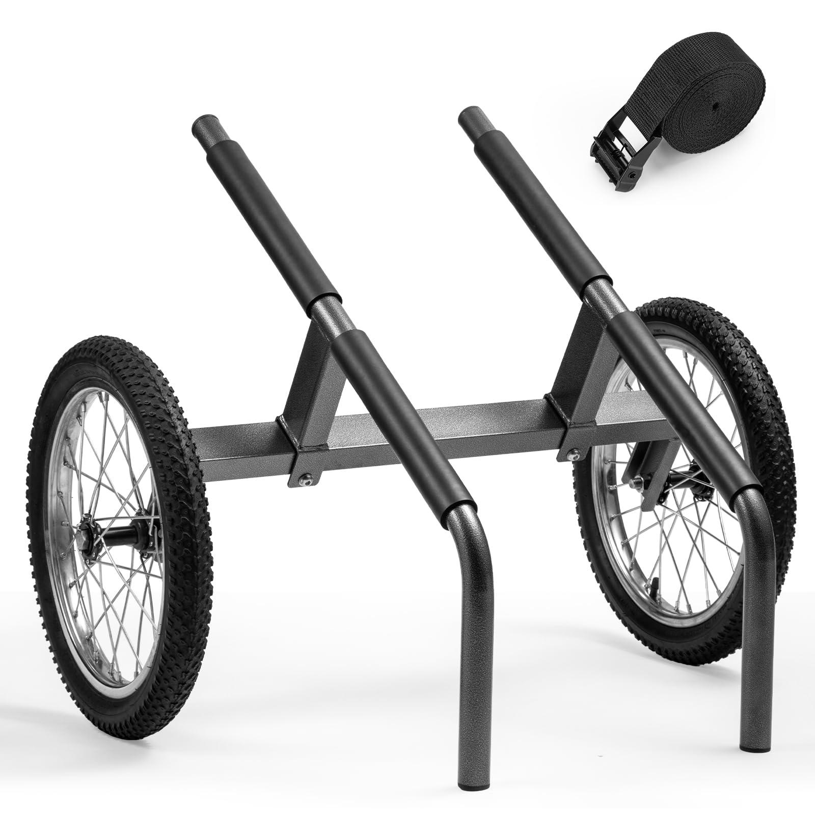 Morohope Morohope Kayak Beach Cart, Width Adjustable 5.5\"-20.4\" Universal Canoe Dolly Heavy Duty Kayak Trolley with 16\" Wheels, Sturdy 300 LBS Weight Capacity