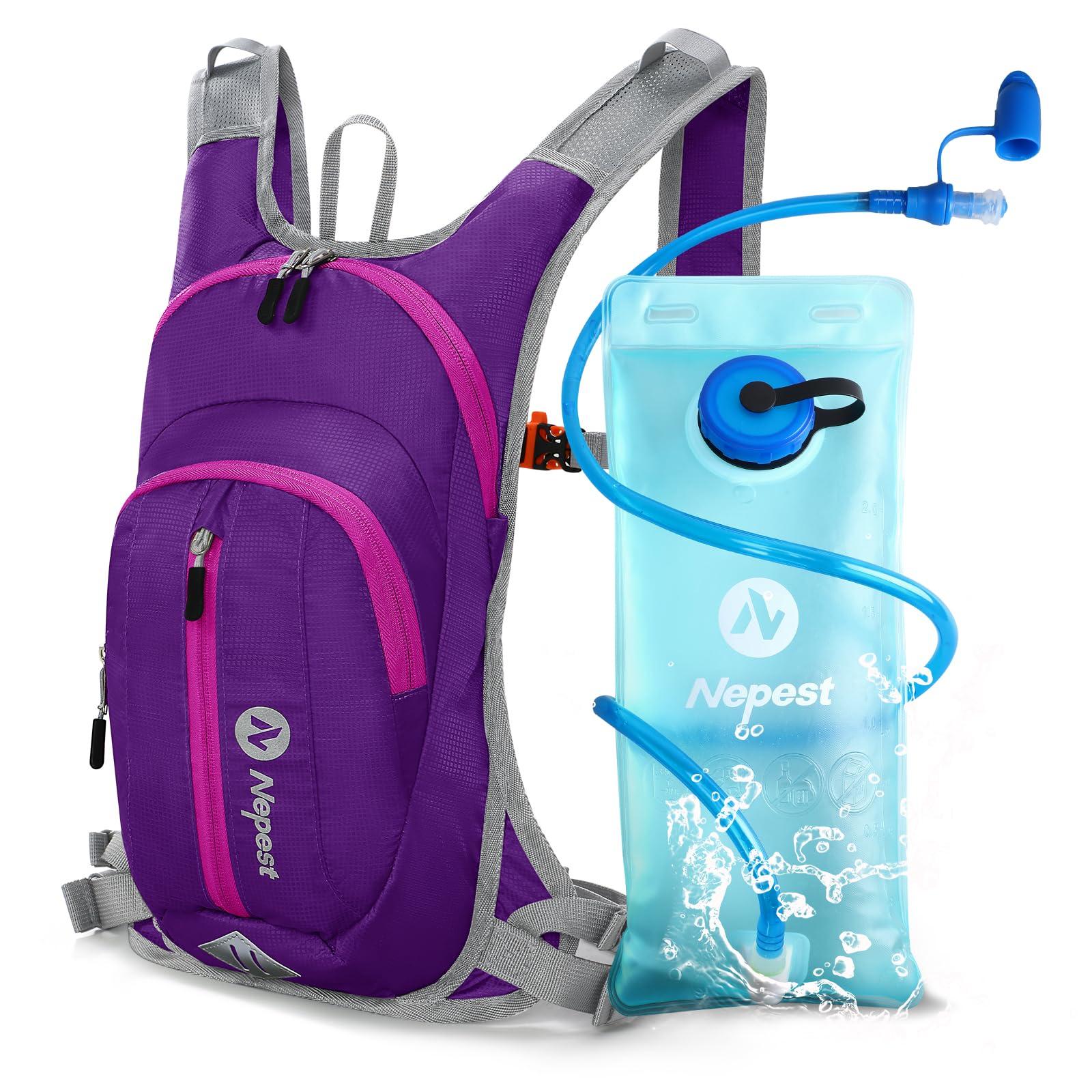 Nepest Nepest Hydration Pack Backpack with 2L Water Bladder, Lightweight Water Backpack for Hiking, Running, Biking, Dark Purple
