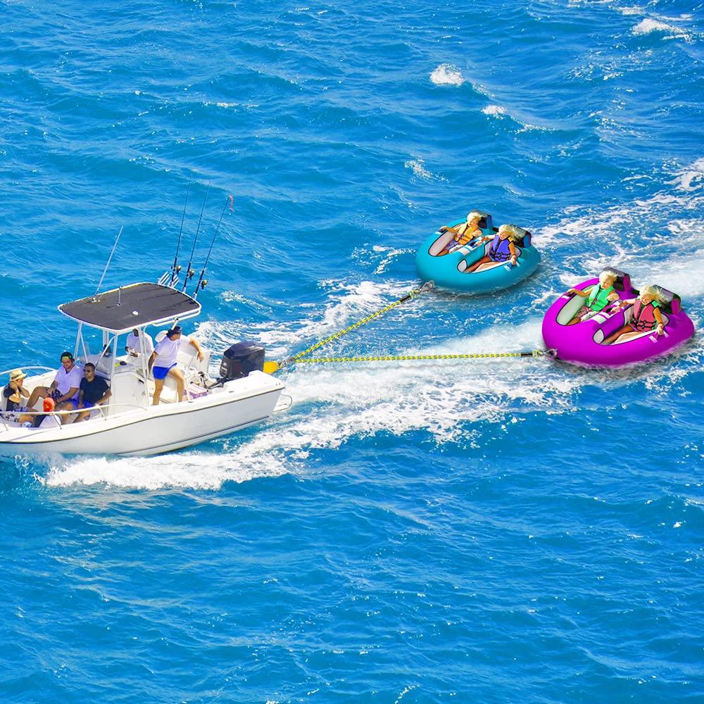 SELEWARE SELEWARE 8ft Heavy Duty Boat Tow Harness, 3 Permanent Antirust Stainless Steel Connector and Pulley for Tubing, Skiing, Wake Boarding with Waverunner, Seadoo, Jet ski