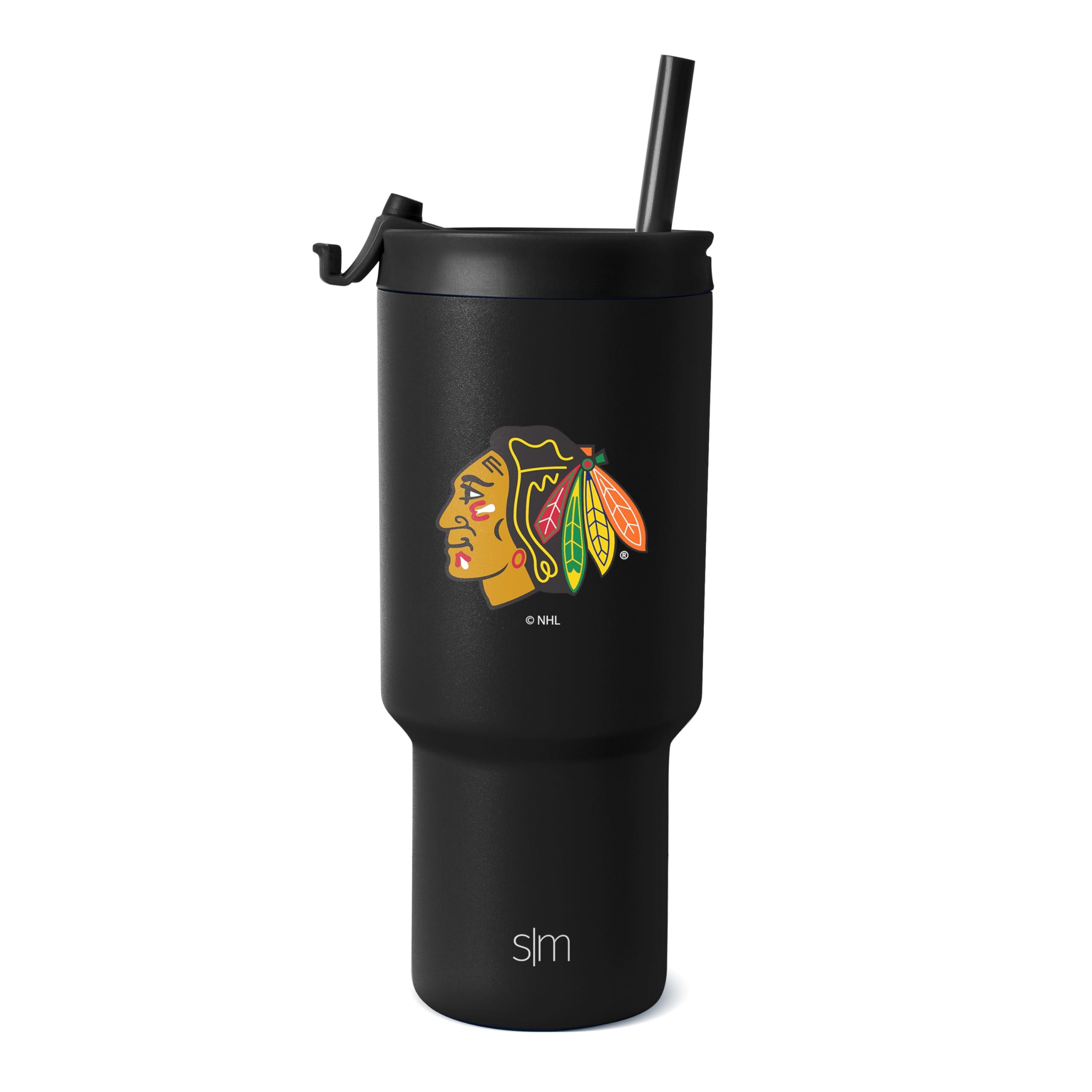 Simple Modern Simple Modern Officially Licensed NHL Chicago Blackhawks 30 oz Tumbler with Flip Lid and Straws | Hockey Insulated Cup Stainless Steel | Gifts for Men Women | Trek Collection | Chicago Blackhawks