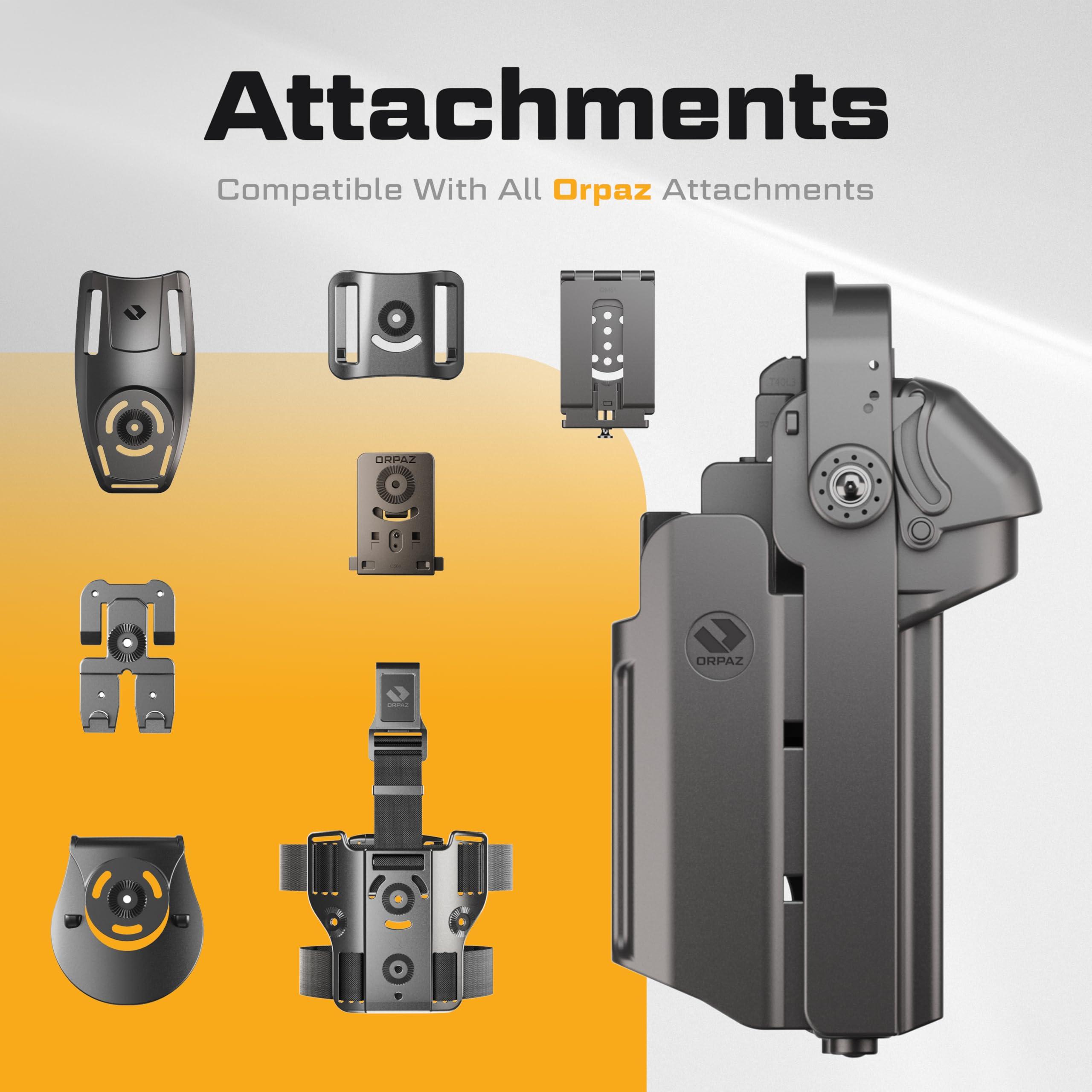 Orpaz Orpaz T40 Light Bearing Holster Left-Handed, Adjustable and Modular Holster with Flashlight Fits Most Pistols and Most Lights, Lasers, Sights and Optics (T40 Pro Large, Low-Ride)